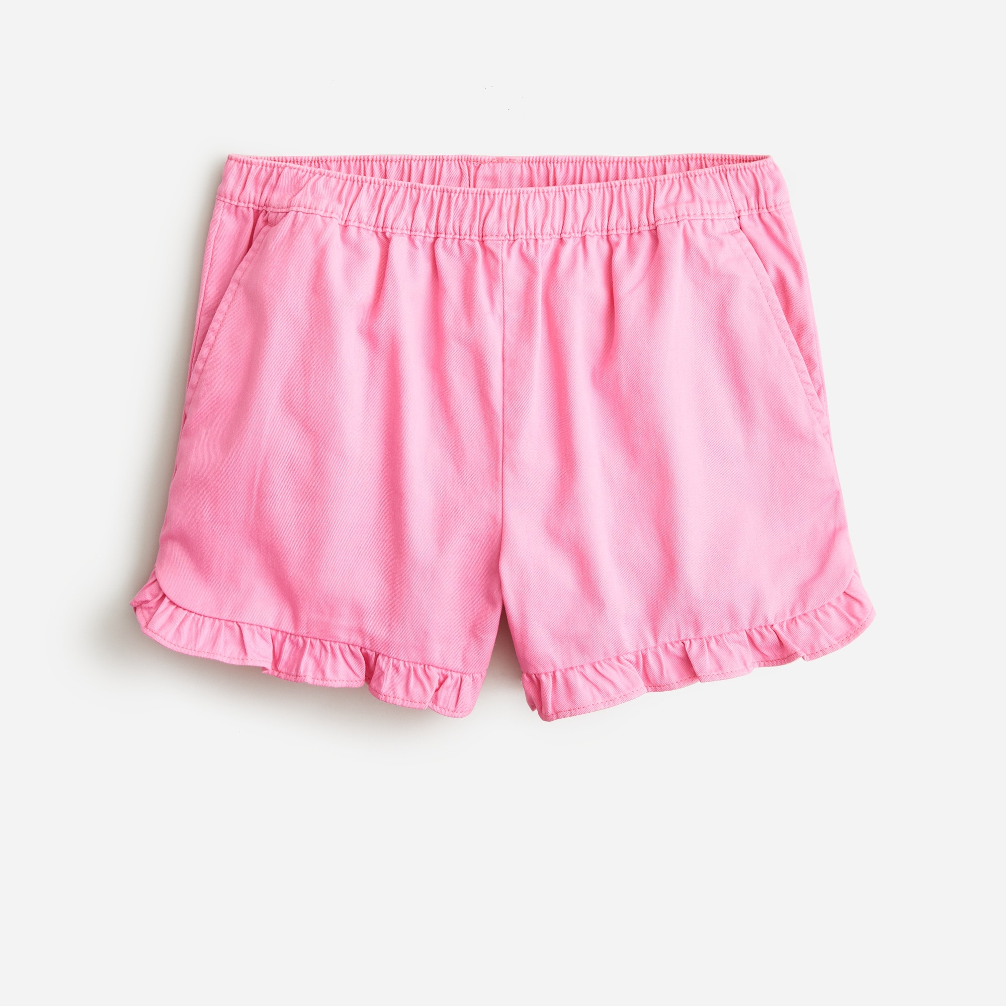 Girls' ruffle pull-on short in soft chino