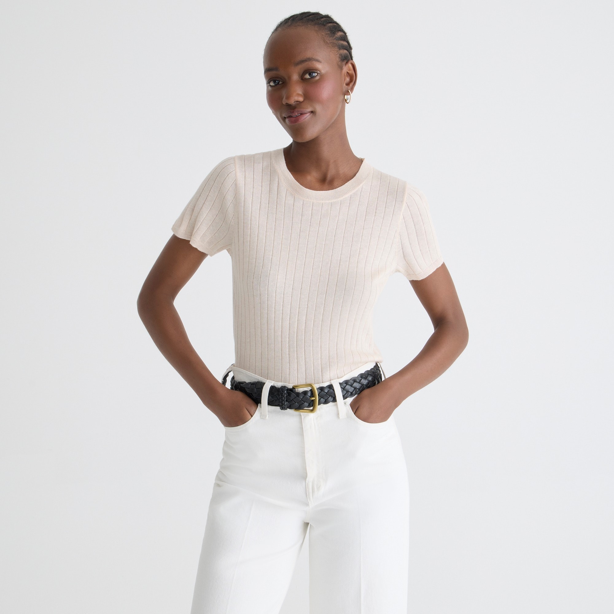 Silk-cashmere blend cropped T-shirt
