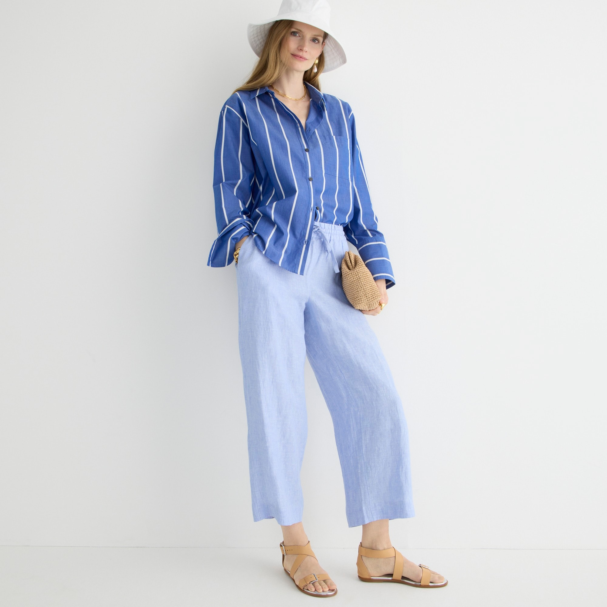 Wide-leg seaside pant in linen