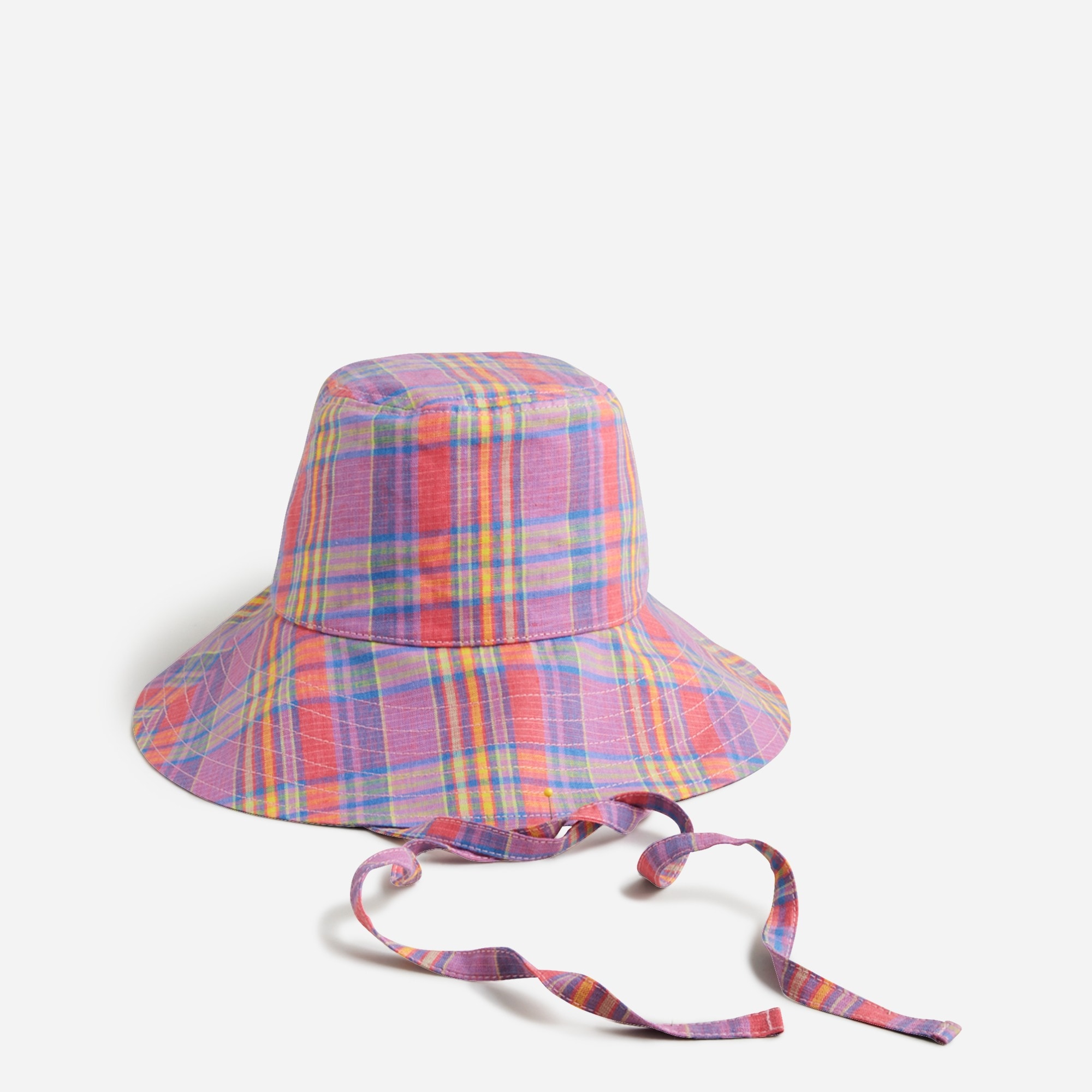 Madras bucket hat with ties