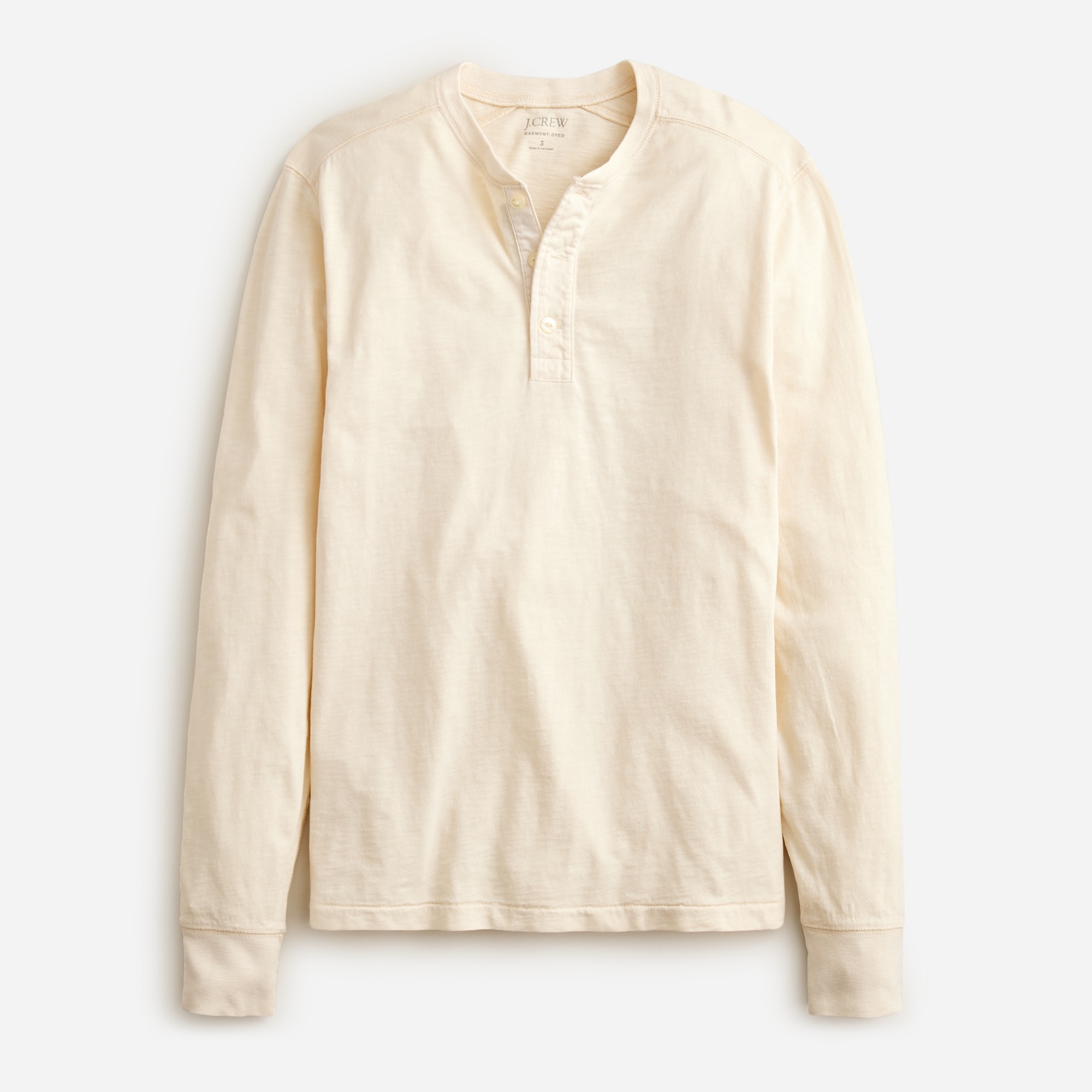 Garment-dyed slub cotton henley