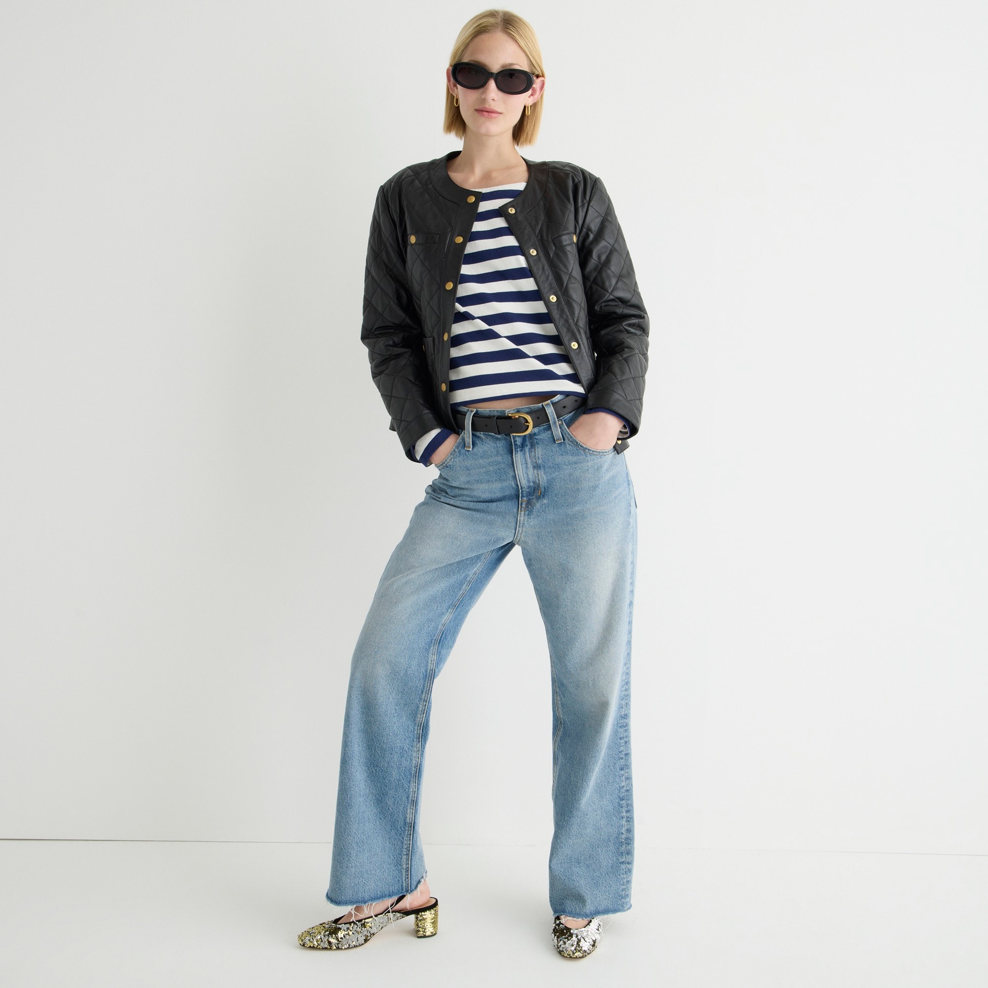 Collection cropped lady jacket in leather