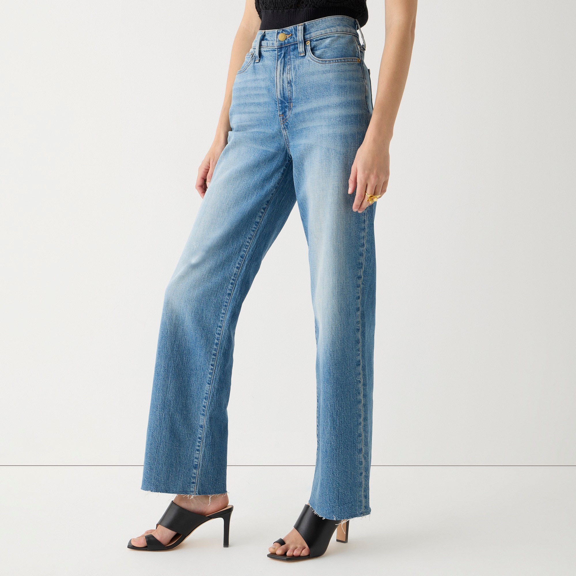 Full-length slim wide-leg jean in Tea Time wash