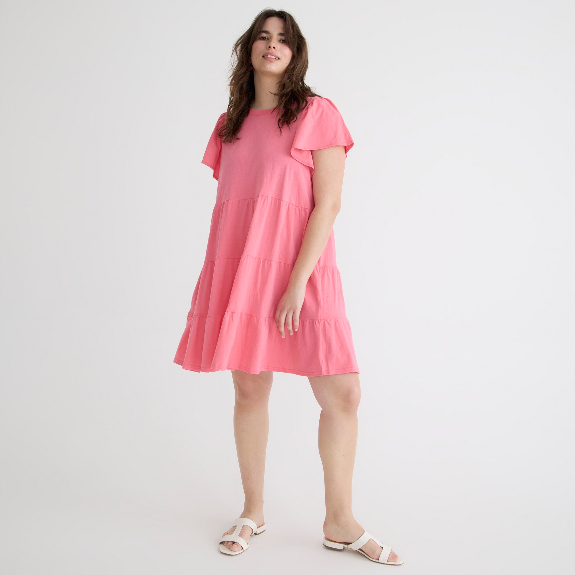 Knit broken-in jersey tiered mini dress