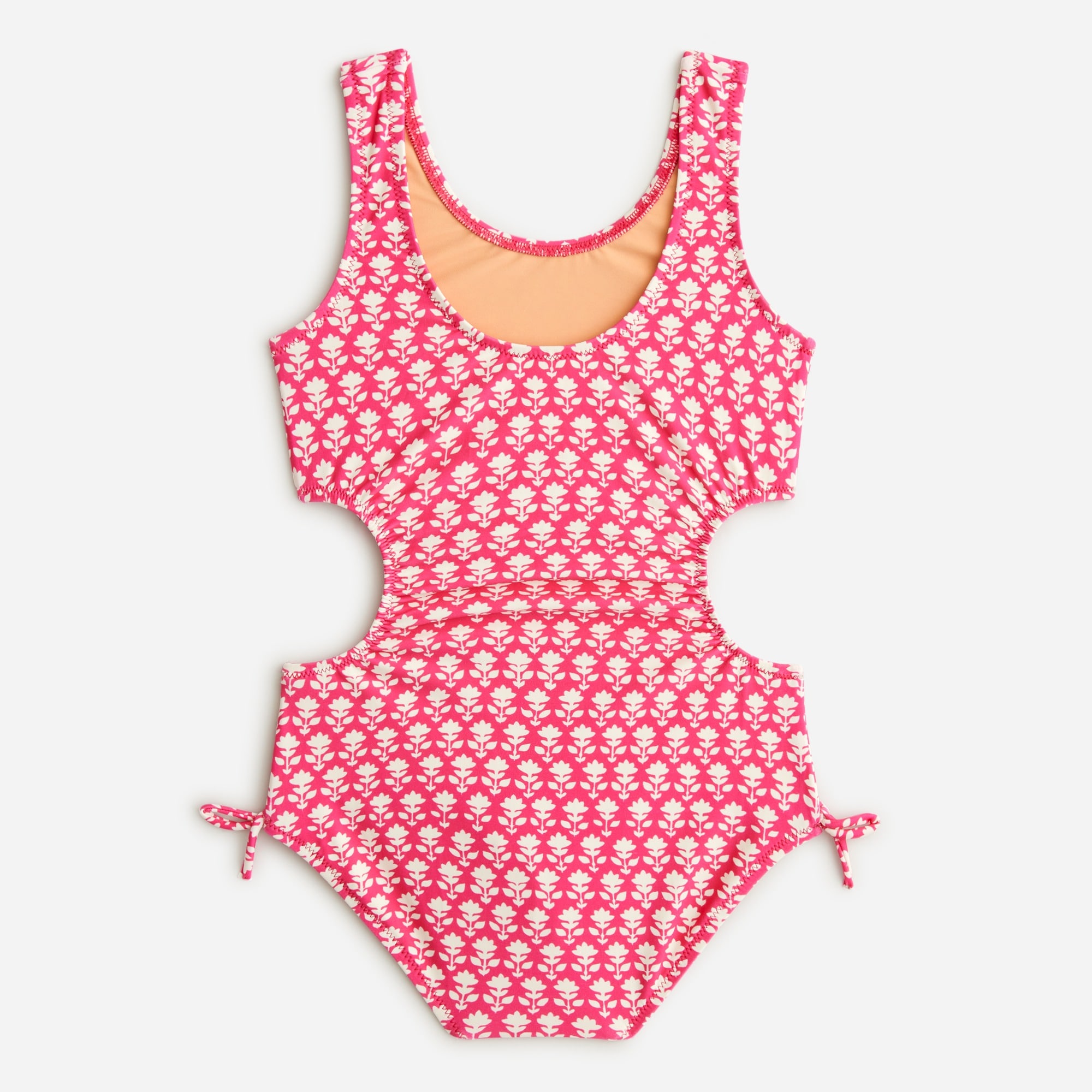 Girls' cutout one-piece swimsuit with UPF 50+