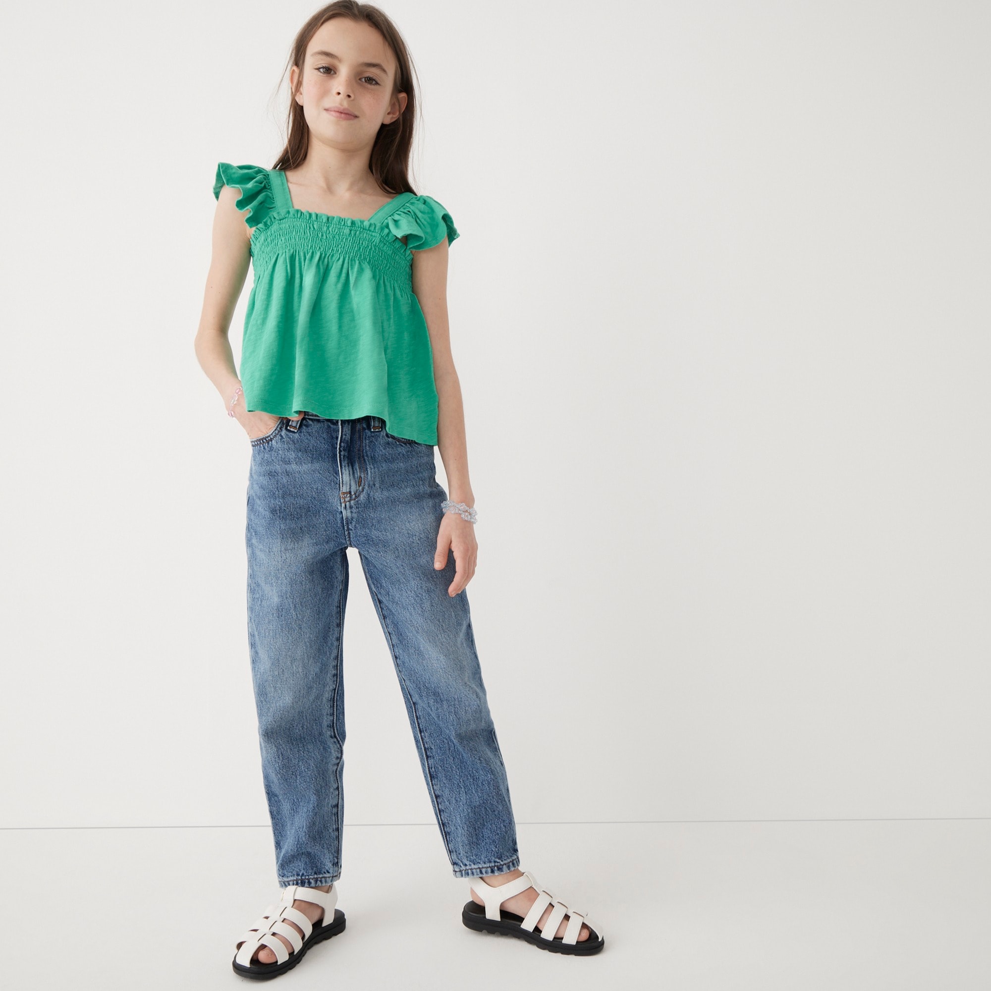 Girls' ruffle-sleeve T-shirt