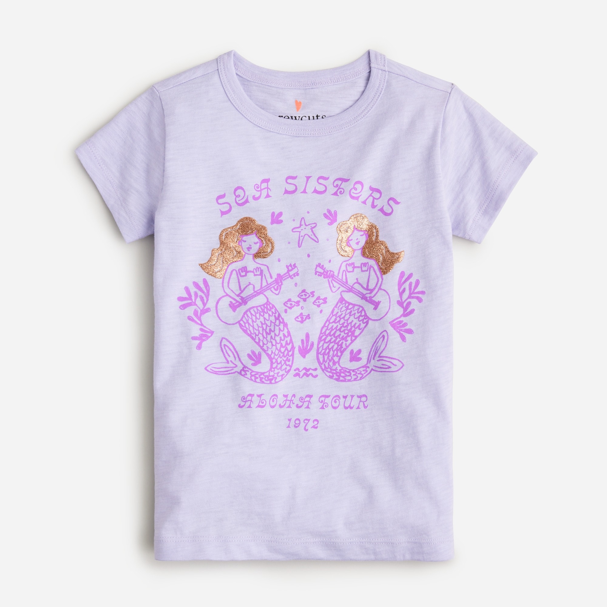 Girls' short-sleeve "Sea sisters" graphic T-shirt