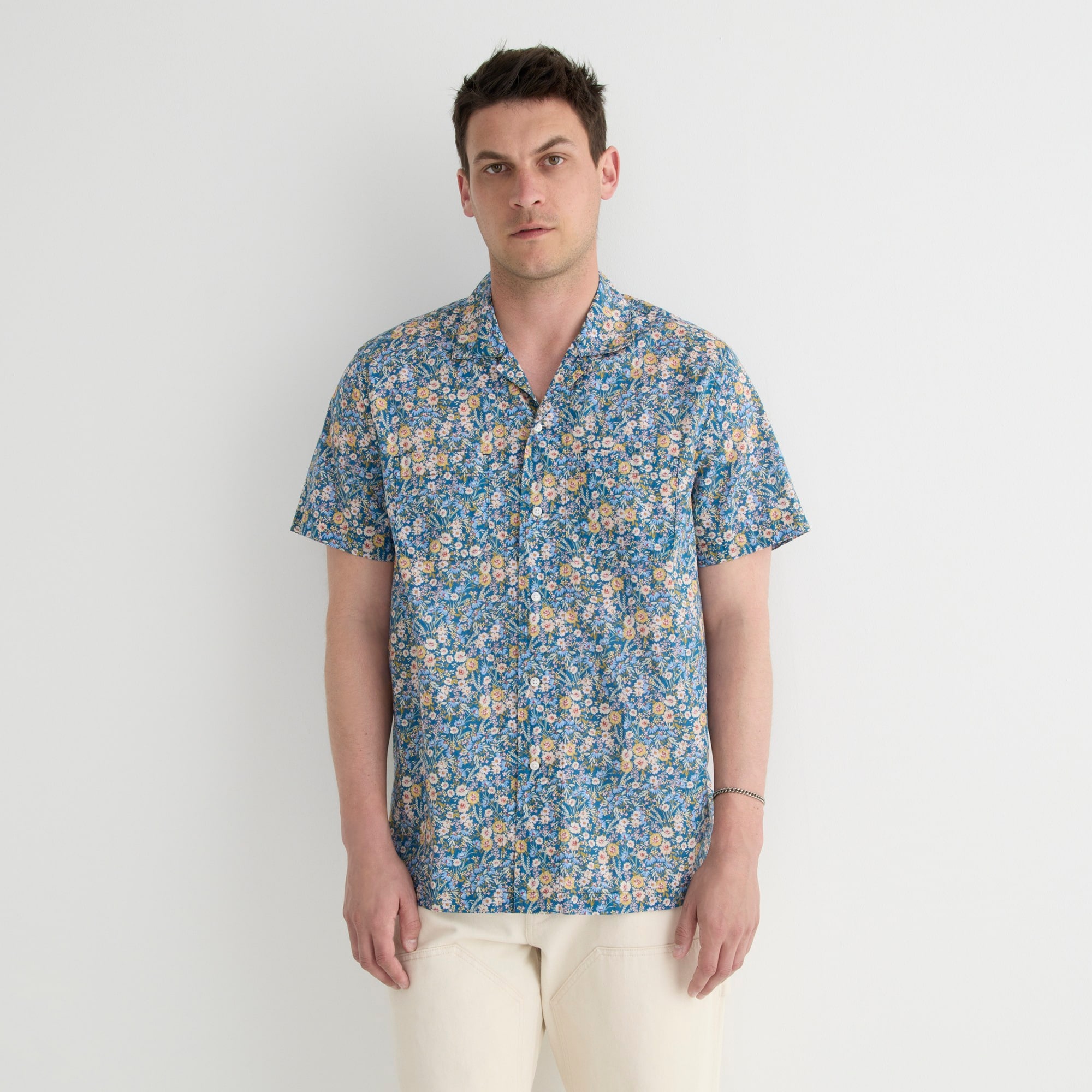 Short-sleeve camp-collar shirt in Liberty® print