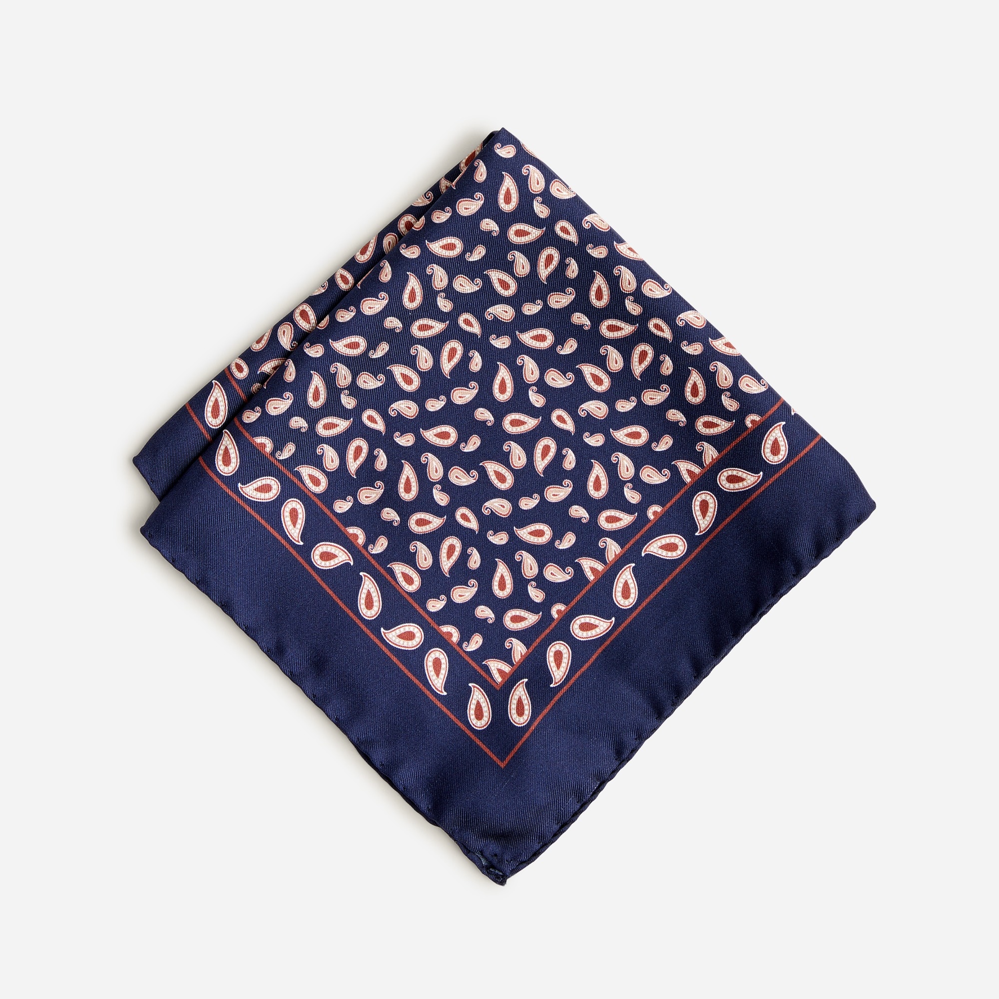 Italian silk pocket square in blue paisley