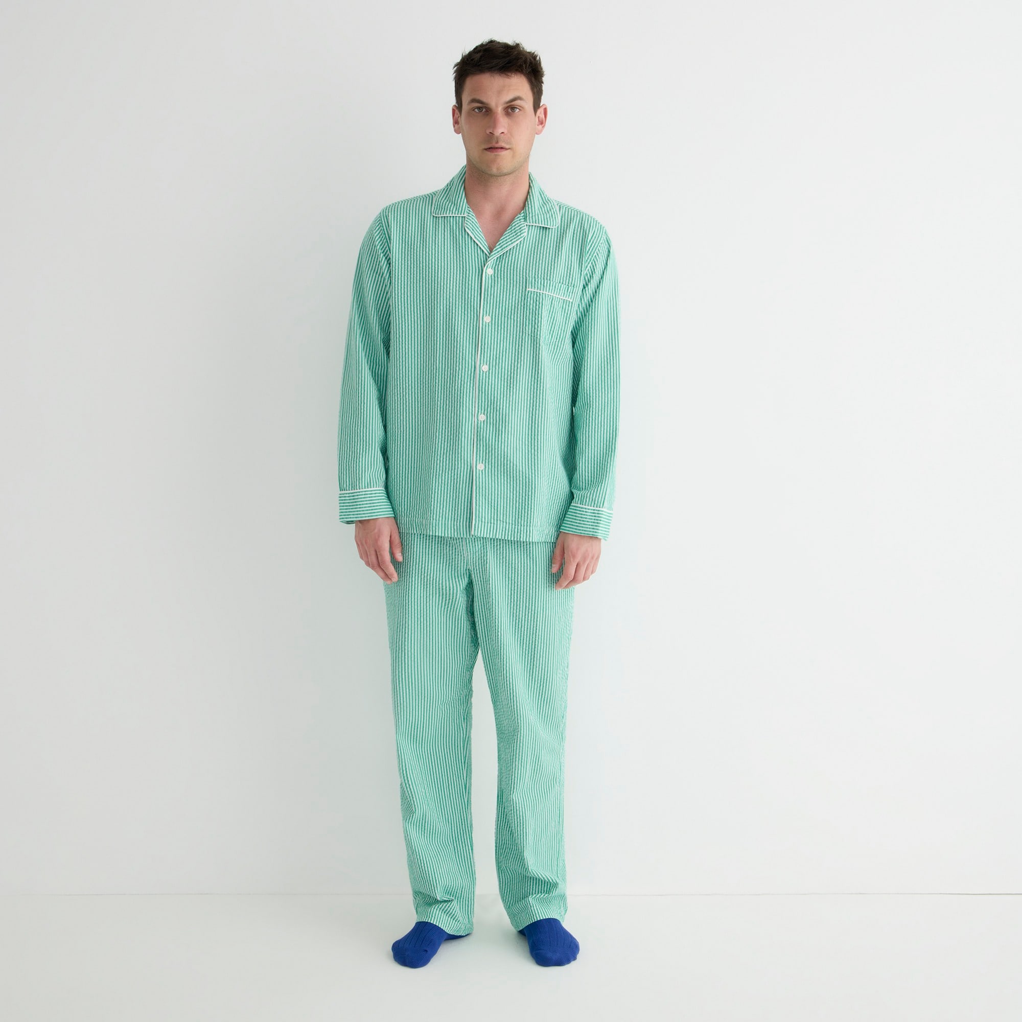 Pajama set in organic cotton seersucker
