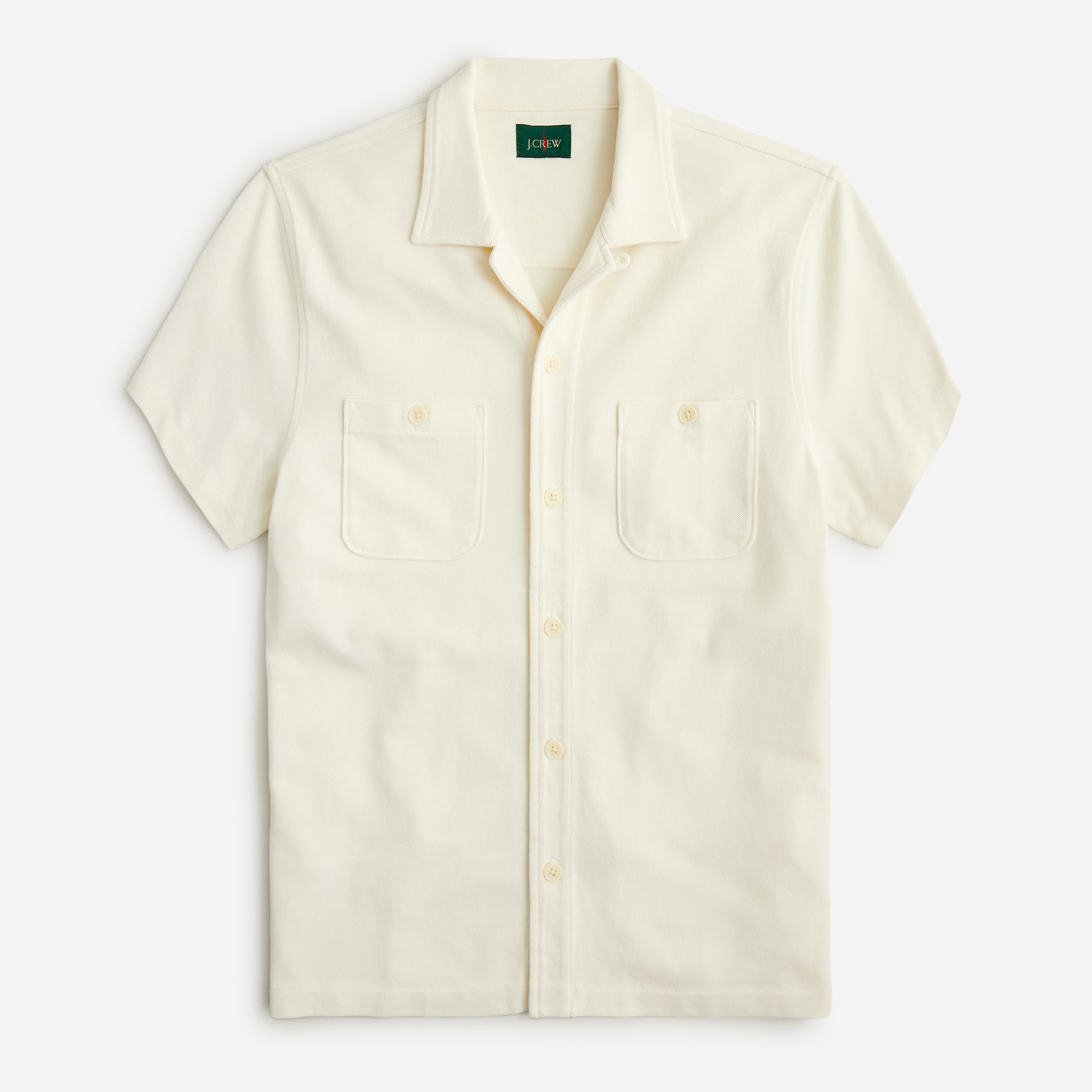Piqué camp-collar shirt