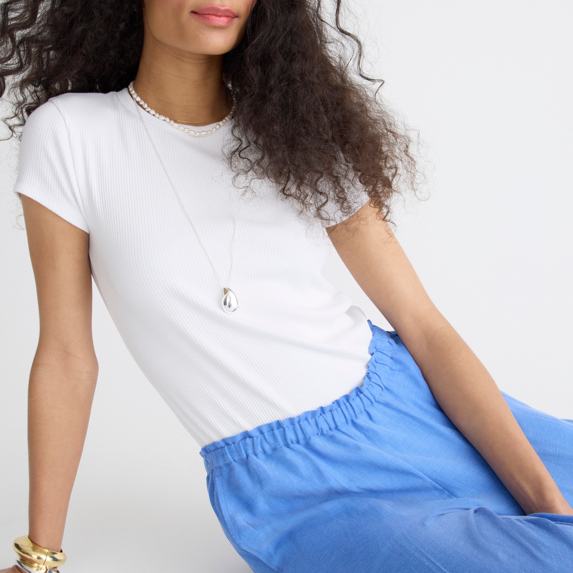 Pull-on full-length pant in Chelsea linen-cupro blend