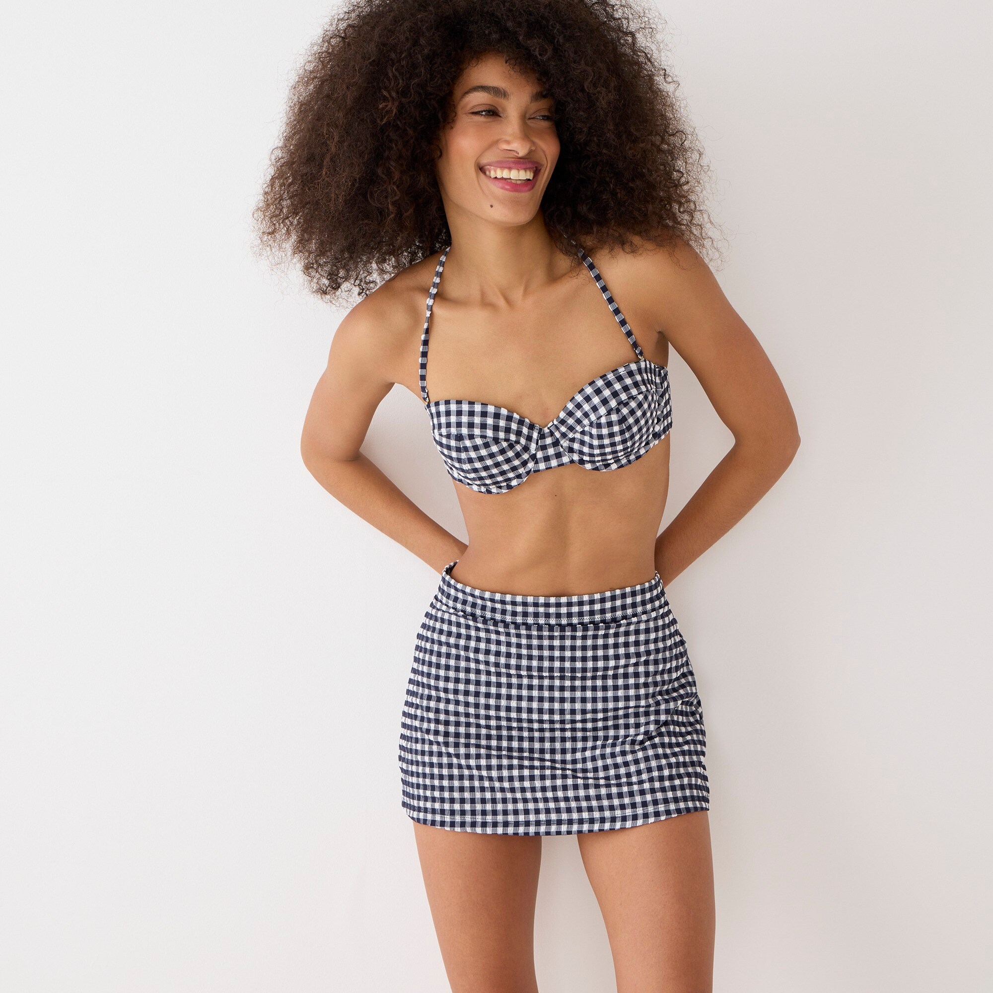 Heritage bandeau bikini top in classic gingham