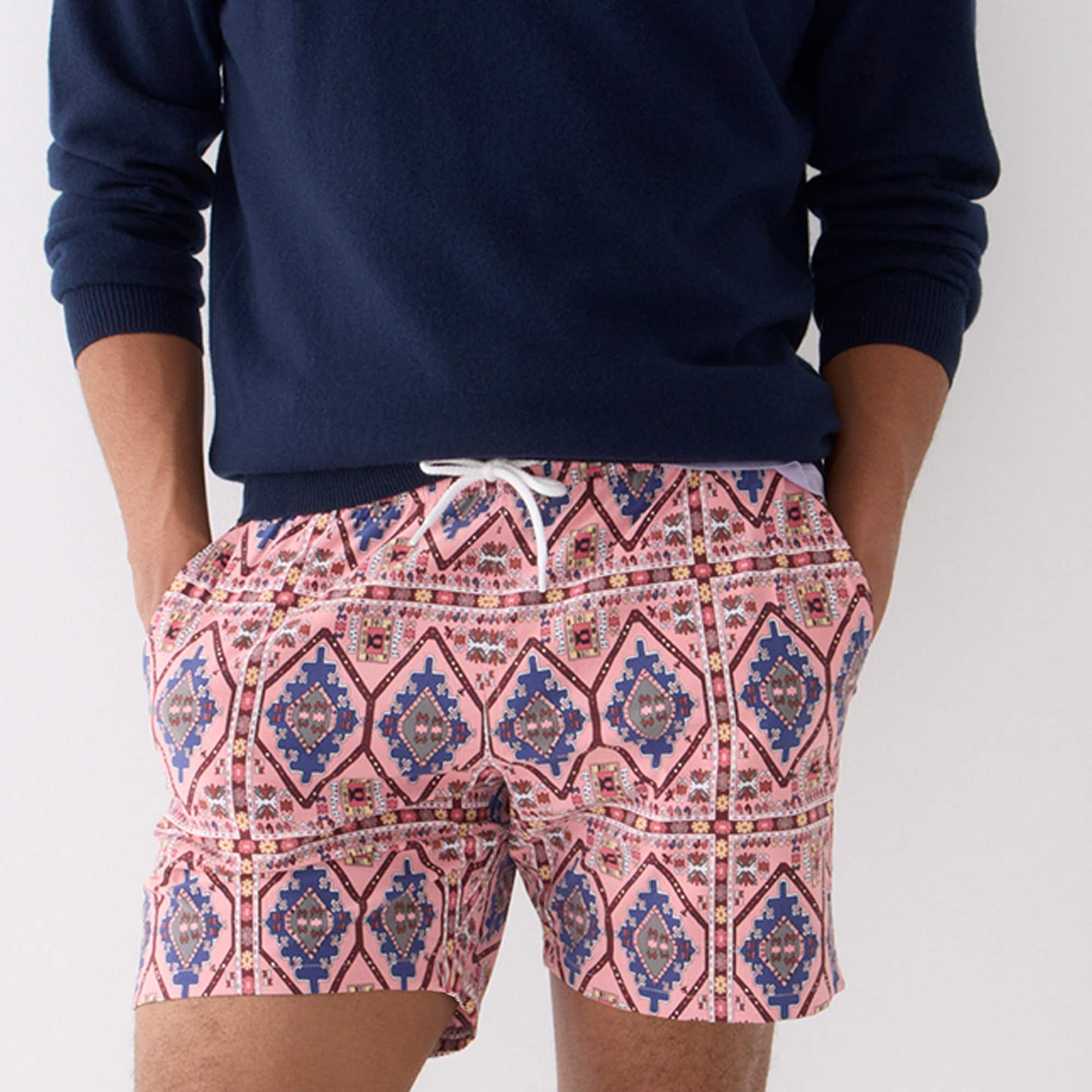 6" stretch swim trunk in print with ECONYL® nylon