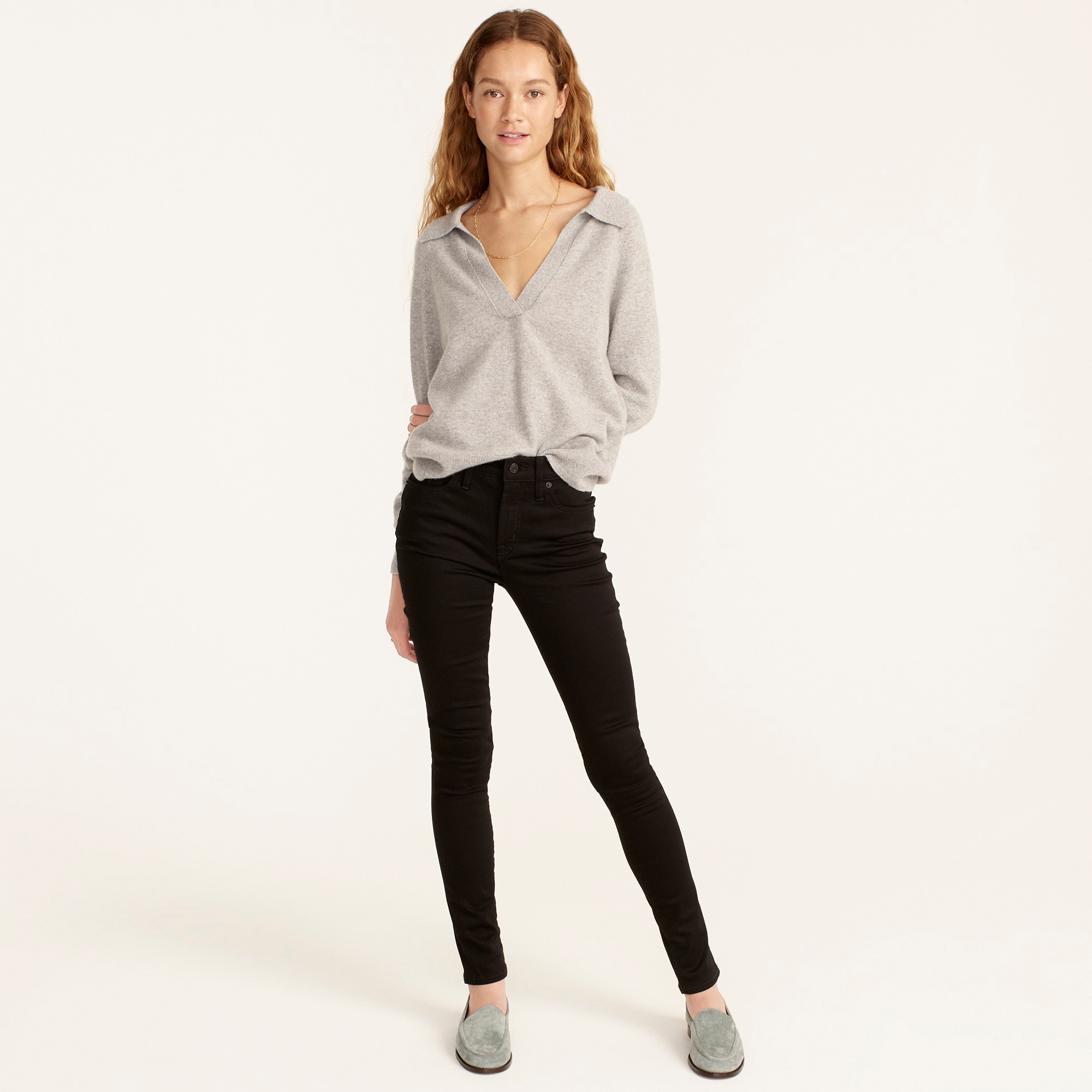 9" mid-rise stretchy toothpick jean in new black