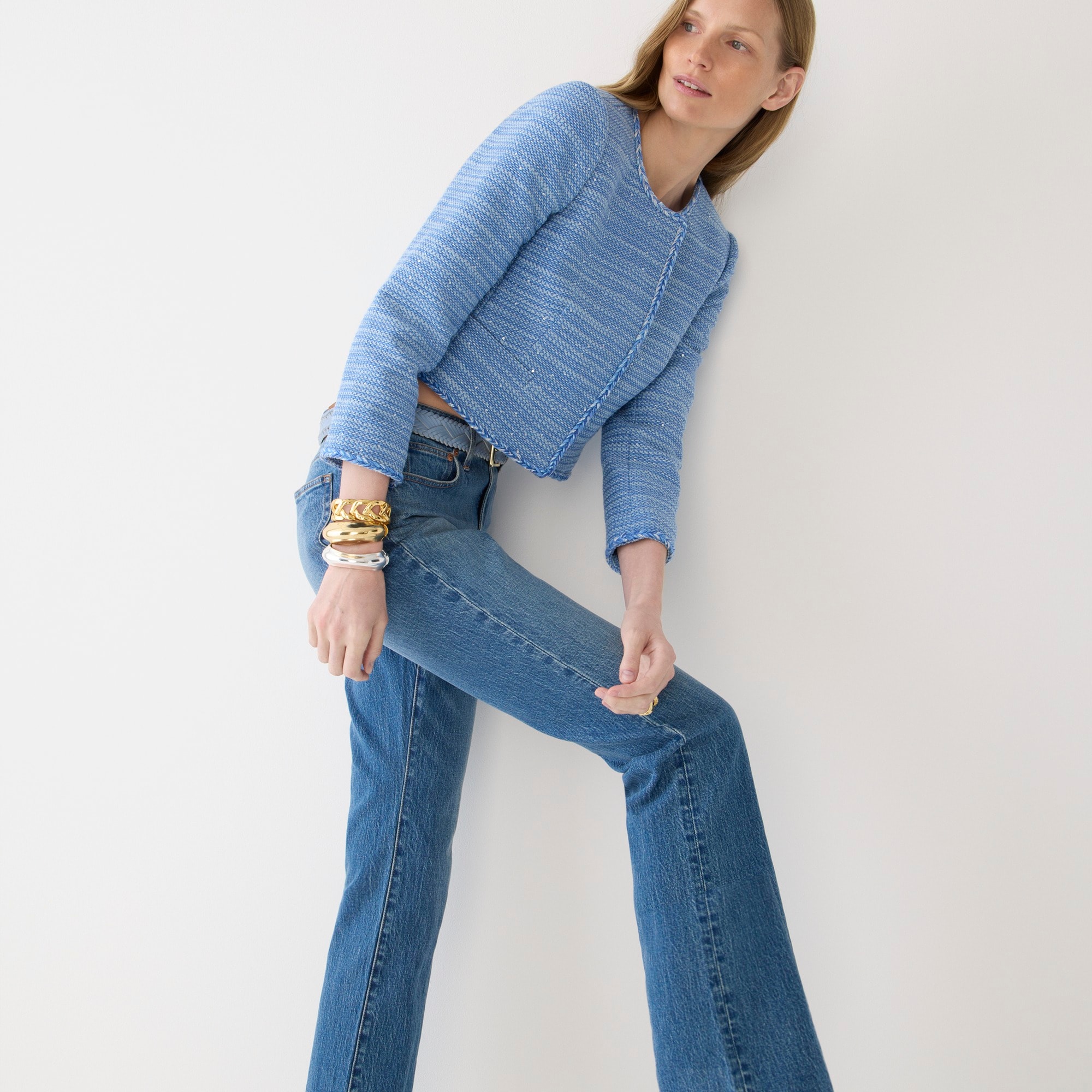 Full-length demi-boot jean in Misty Surf wash