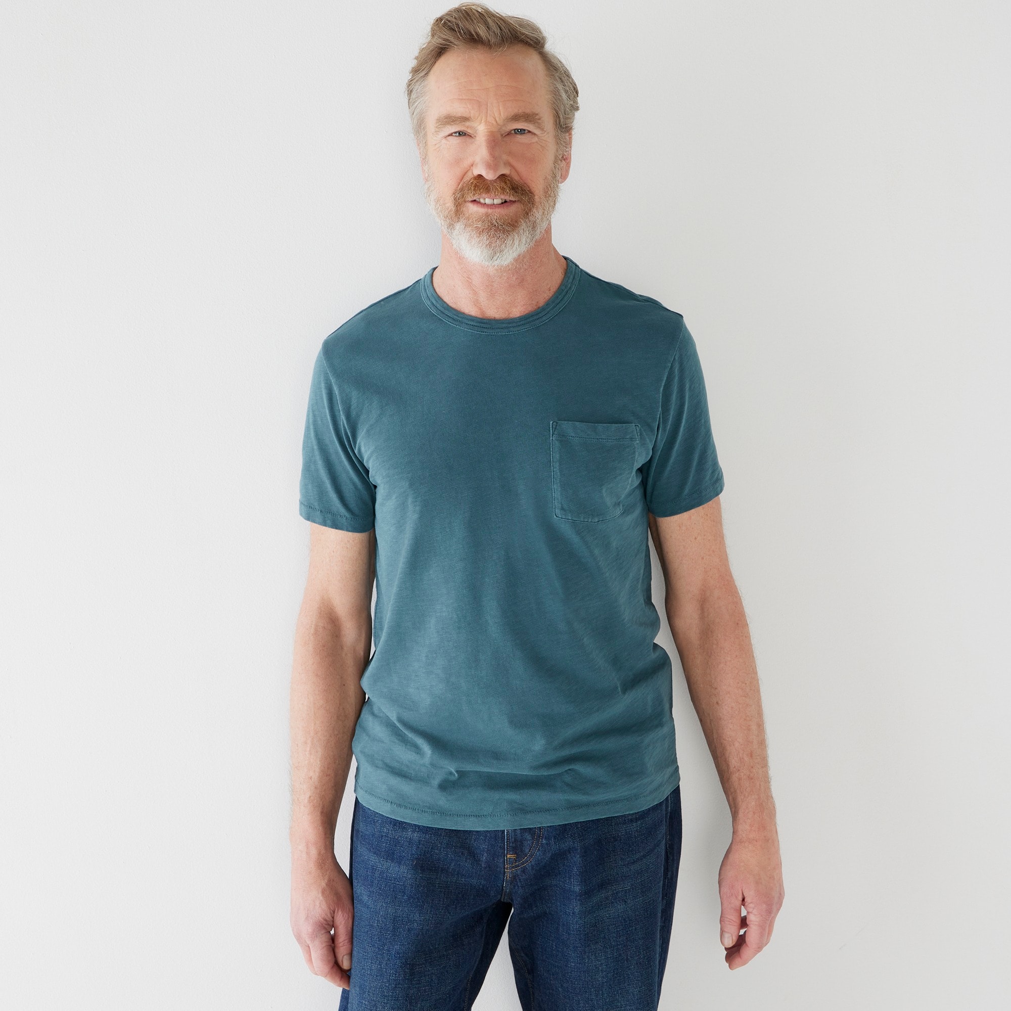 Garment-dyed slub cotton crewneck T-shirt