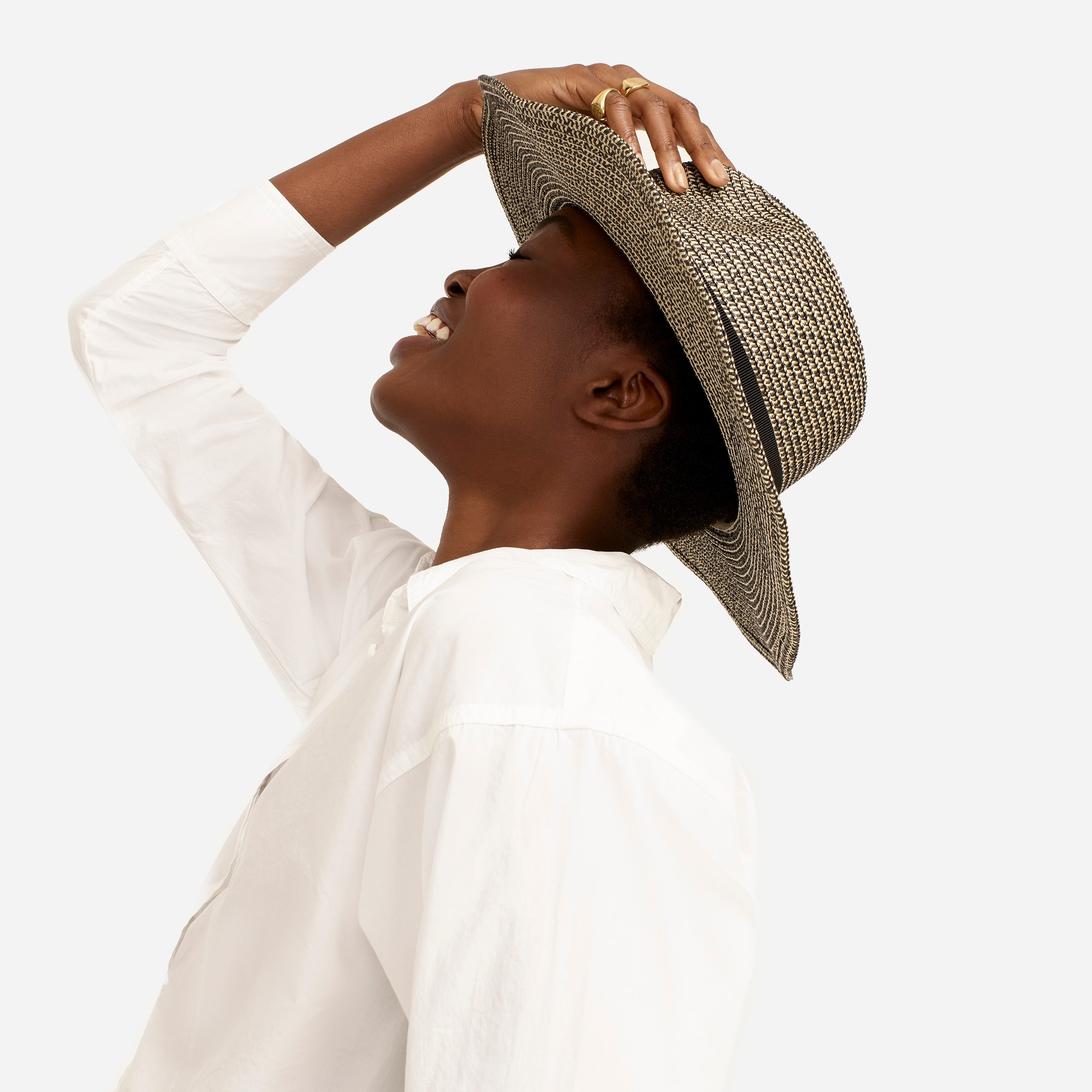 Marled wide brim packable hat