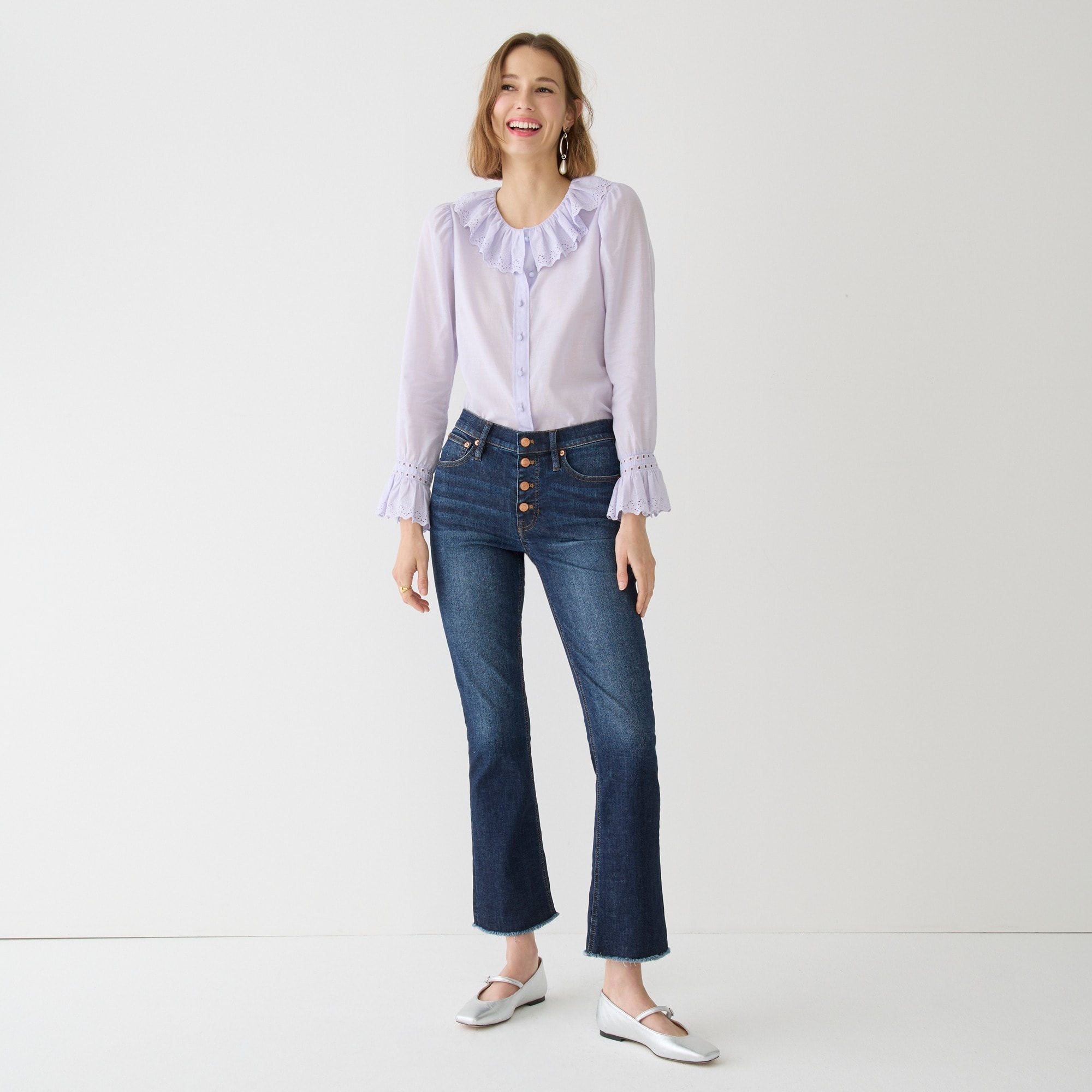 9" demi-boot crop jean in Dark Worn wash