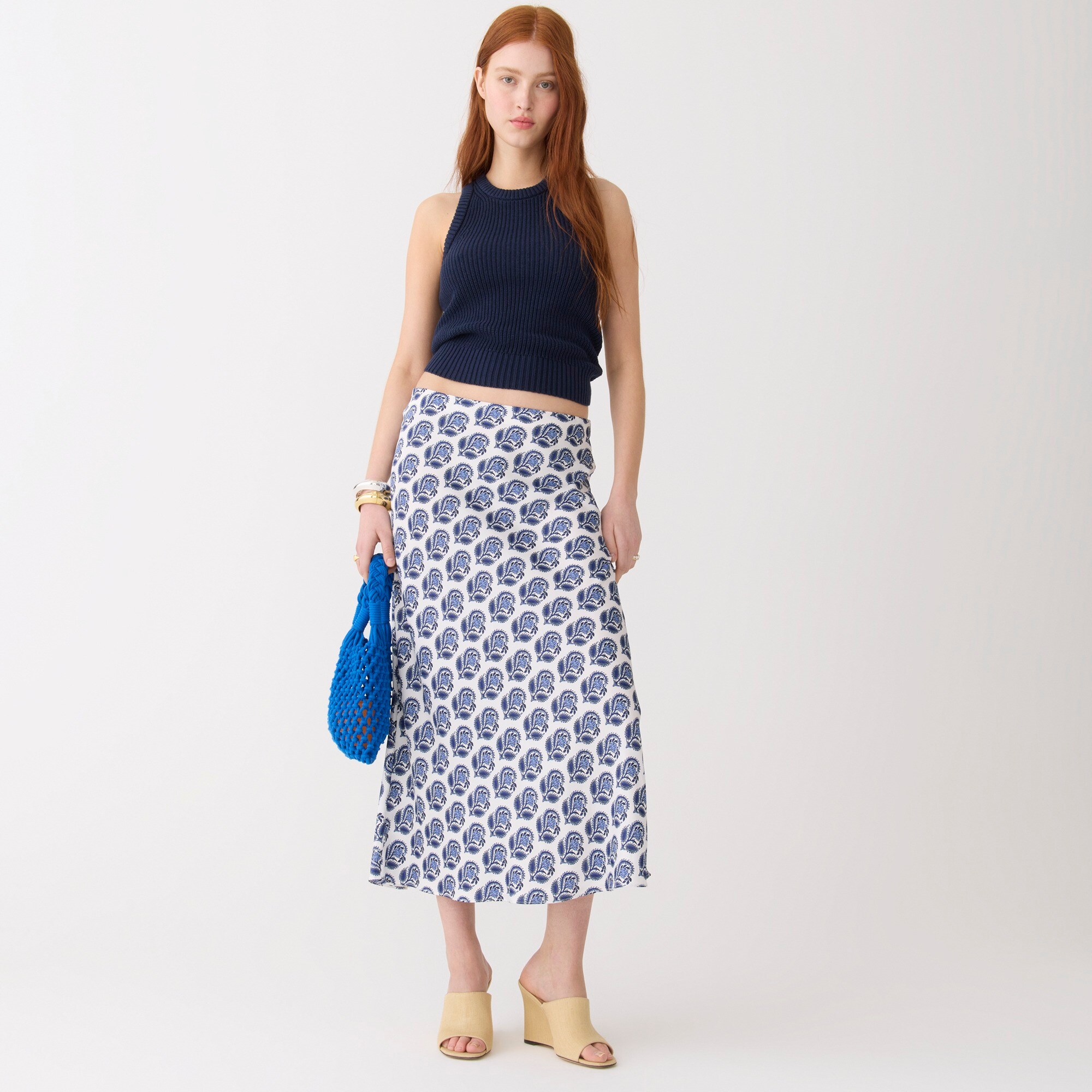 Gwyneth slip skirt in bouquet block print
