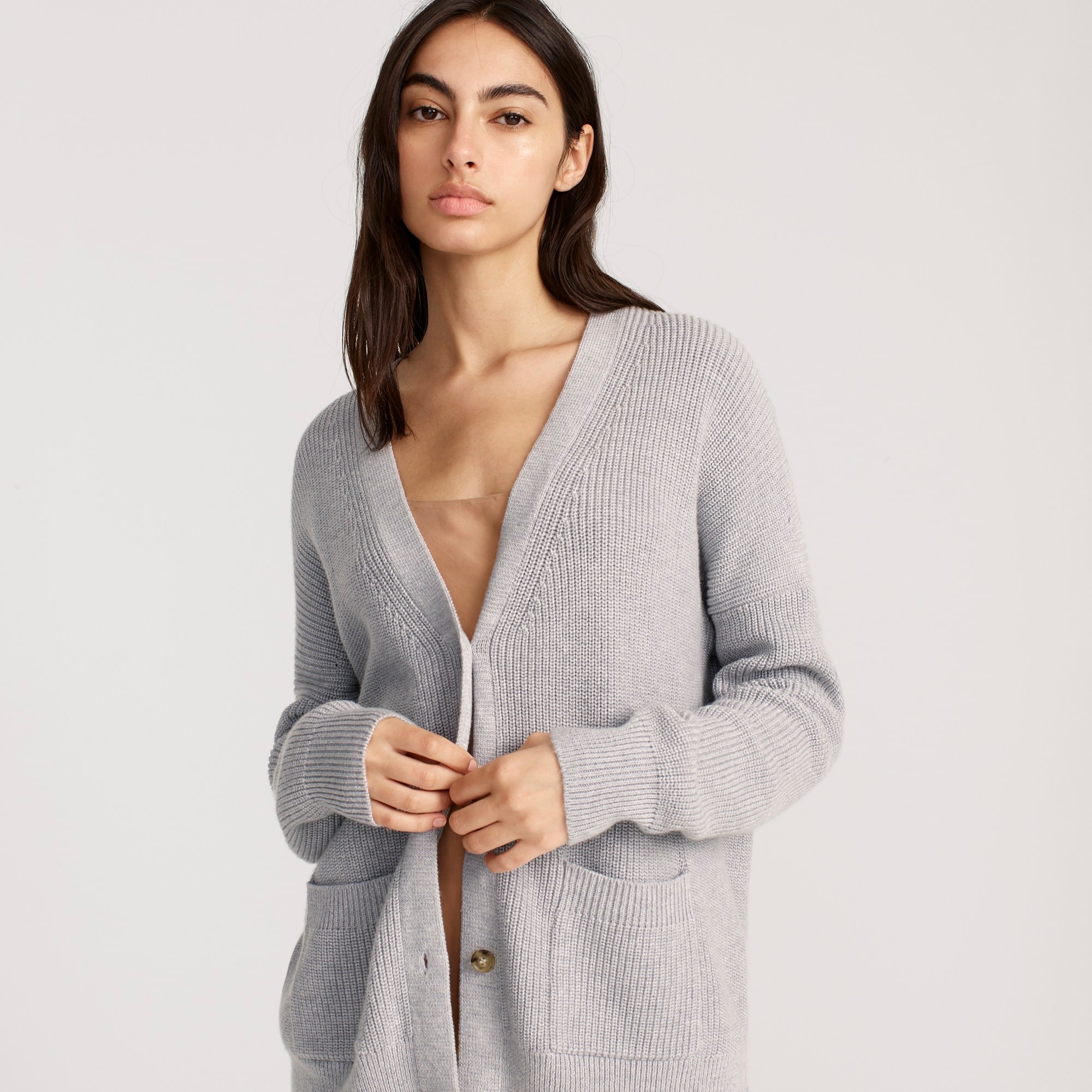 V-neck cotton-blend cardigan sweater