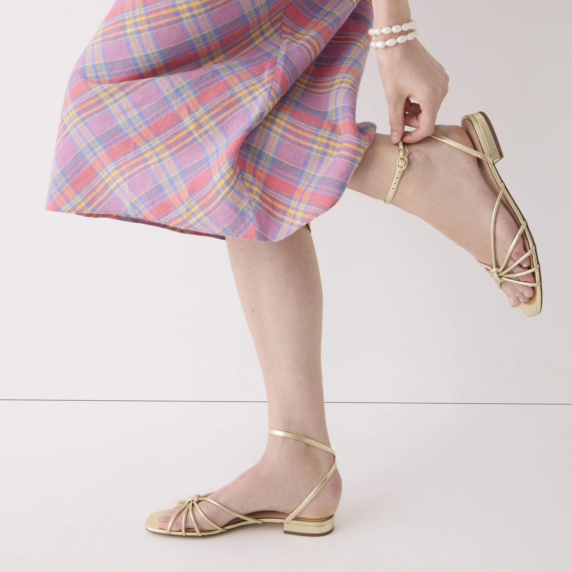 Hazel strappy sandals in metallic leather