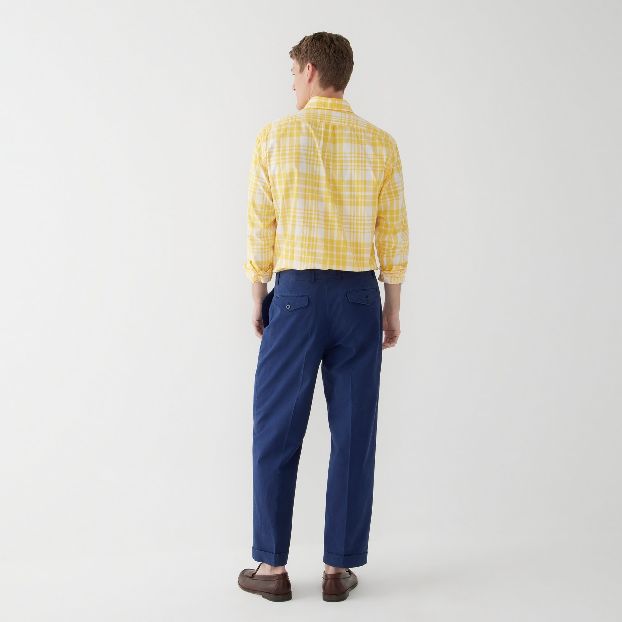 Pleated suit pant in ripstop cotton