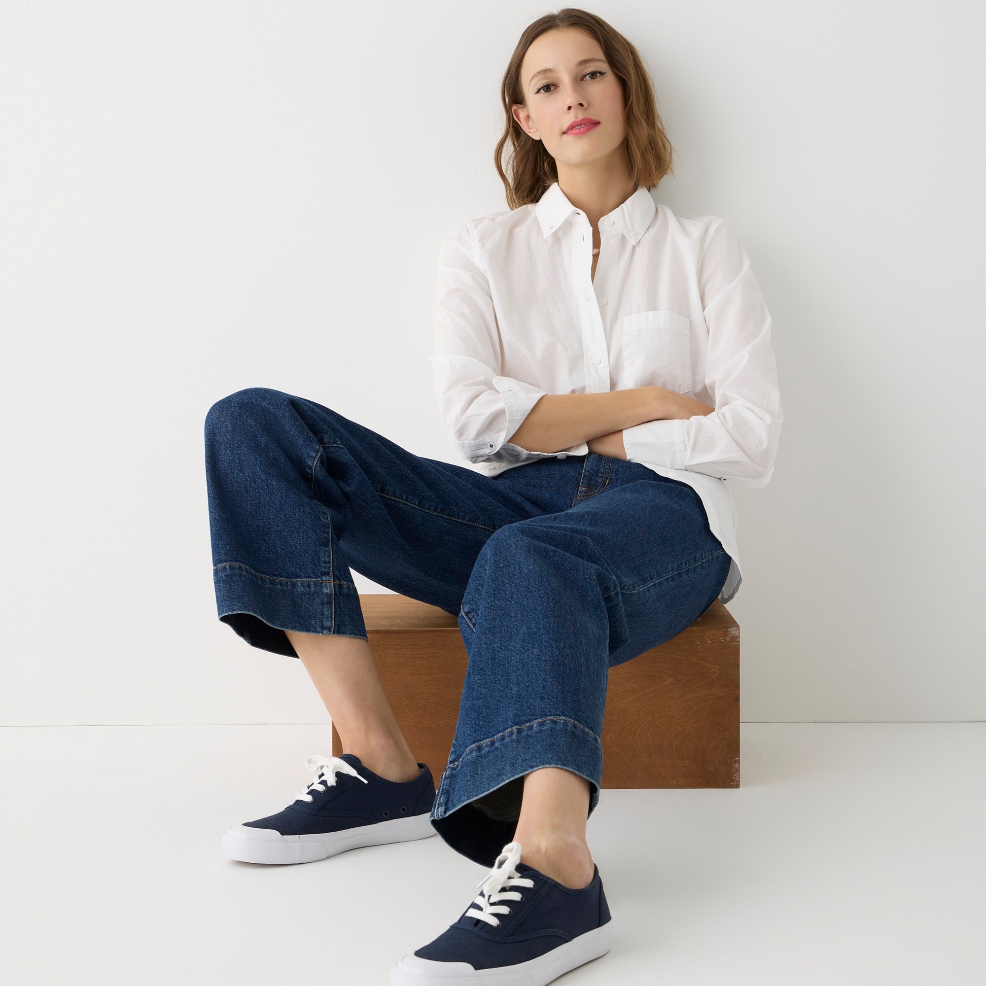 Classic-fit washed cotton poplin shirt