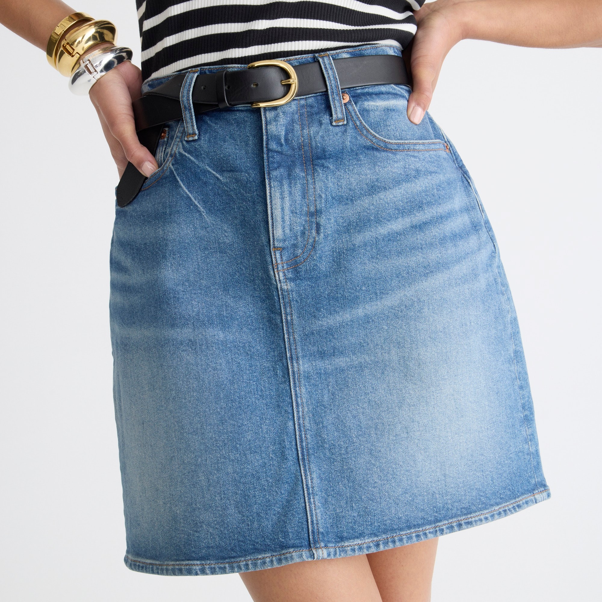 Denim mini skirt in light sky wash