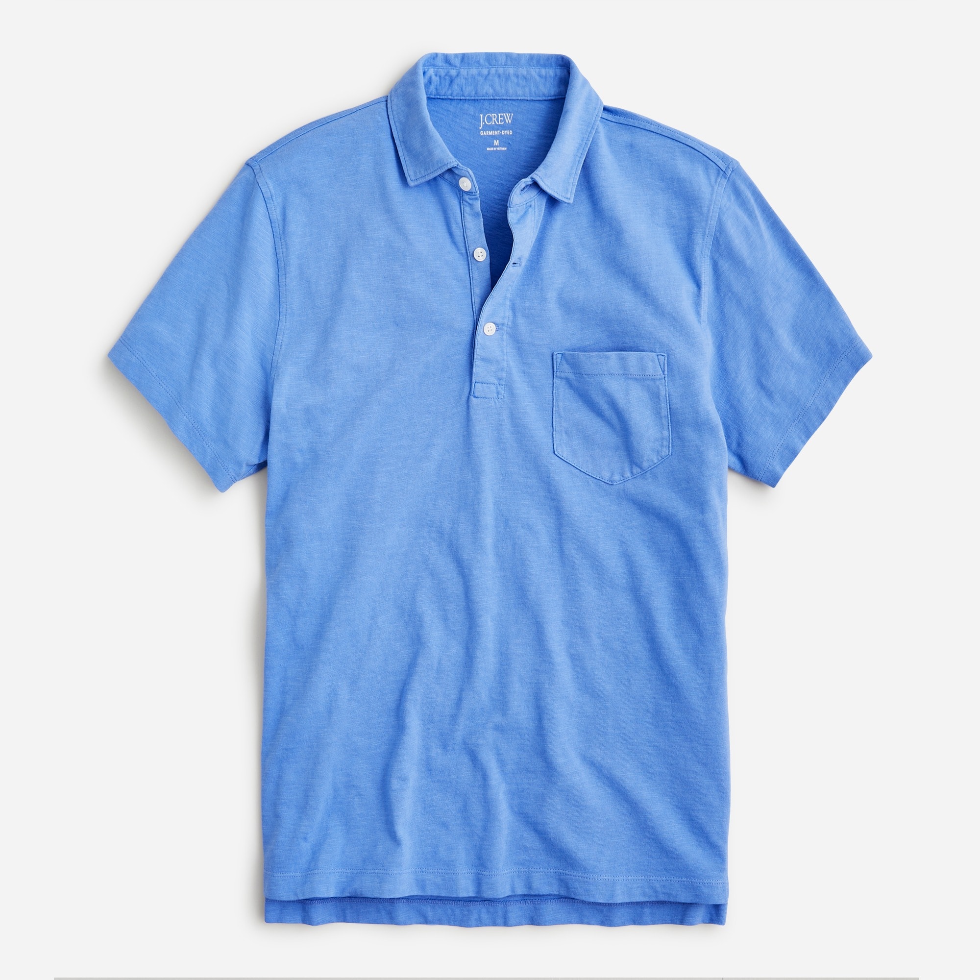 Garment-dyed slub cotton pocket polo shirt