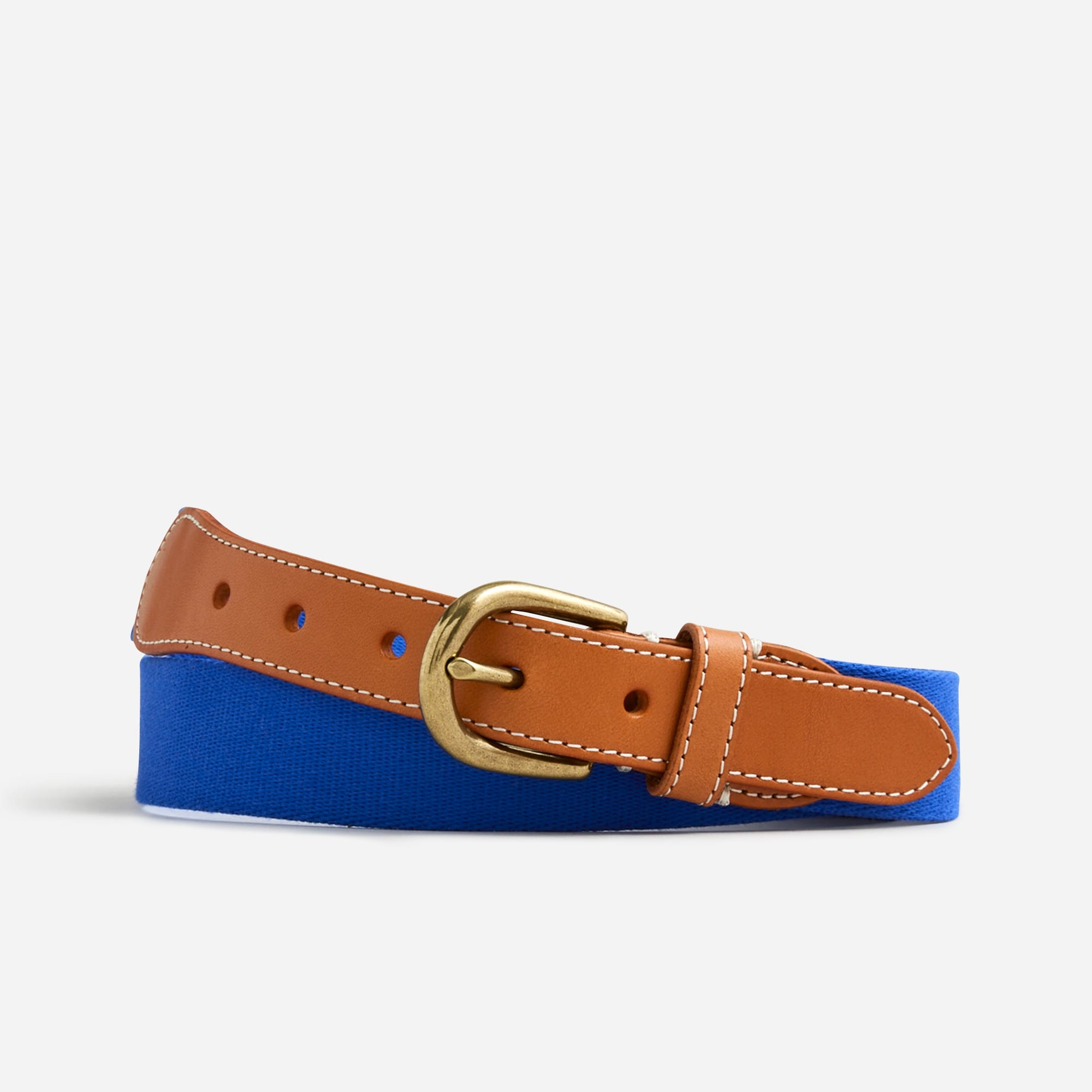 Webbed belt with brass buckle
