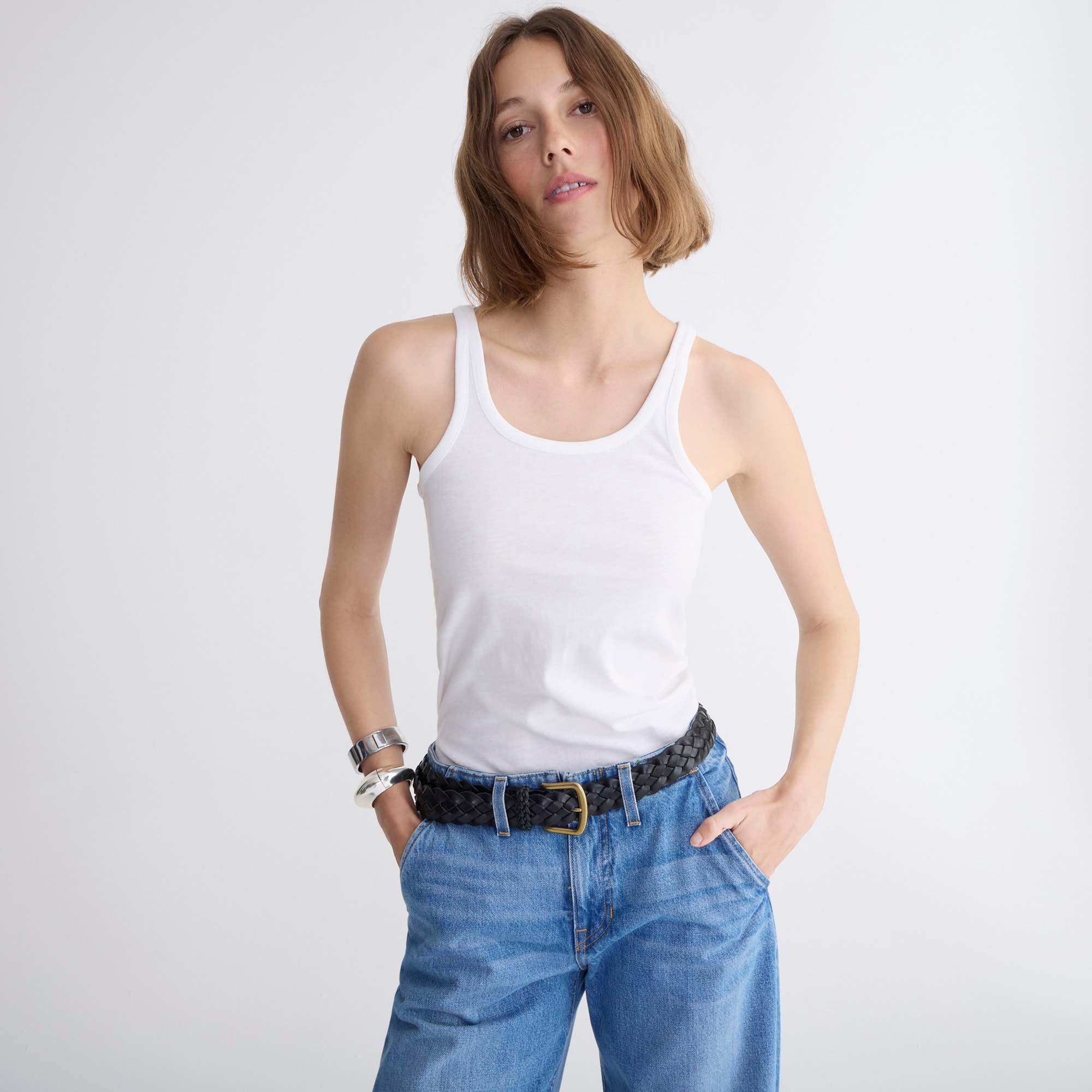 Scoopneck tank top in organic slub cotton