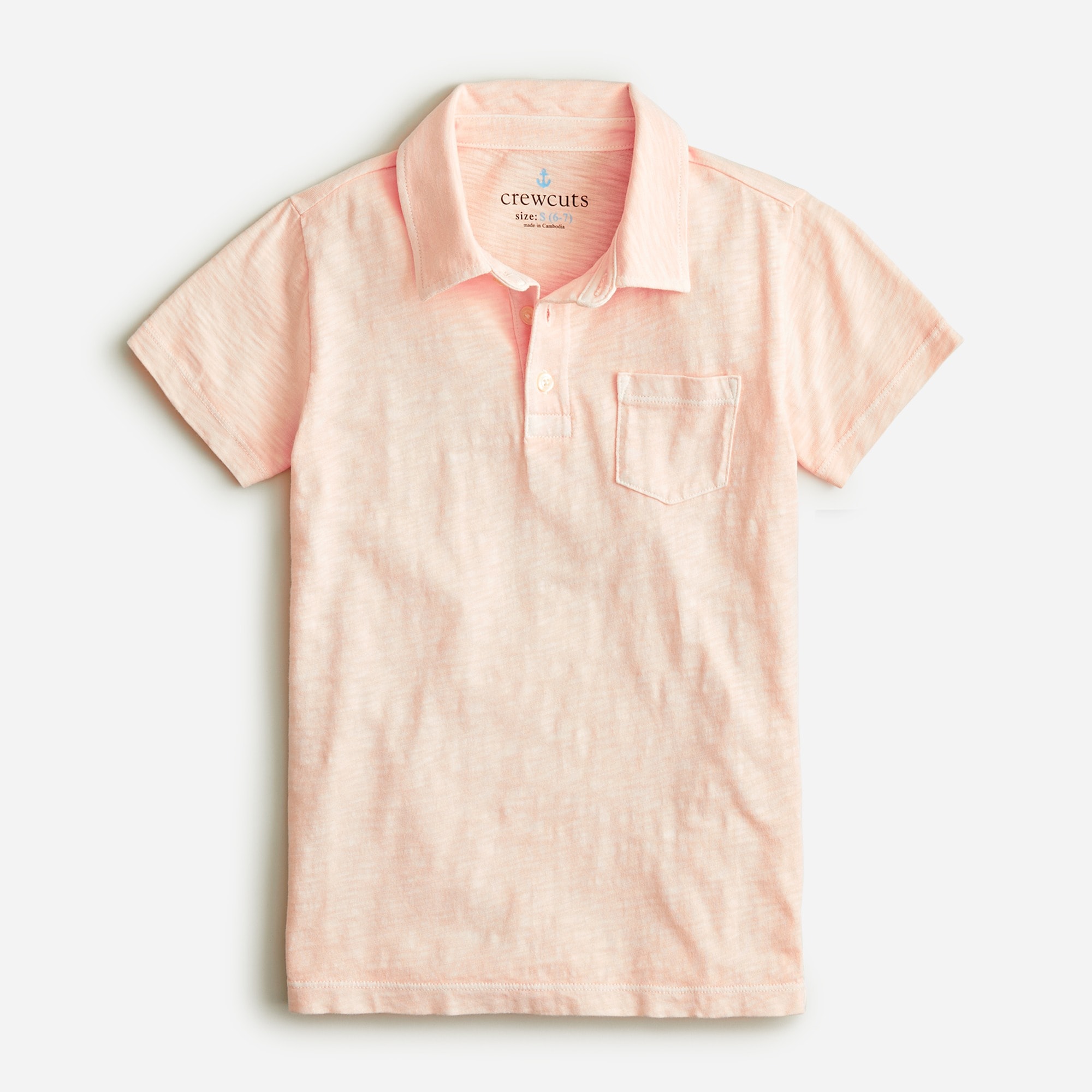 Kids' short-sleeve garment-dyed polo shirt