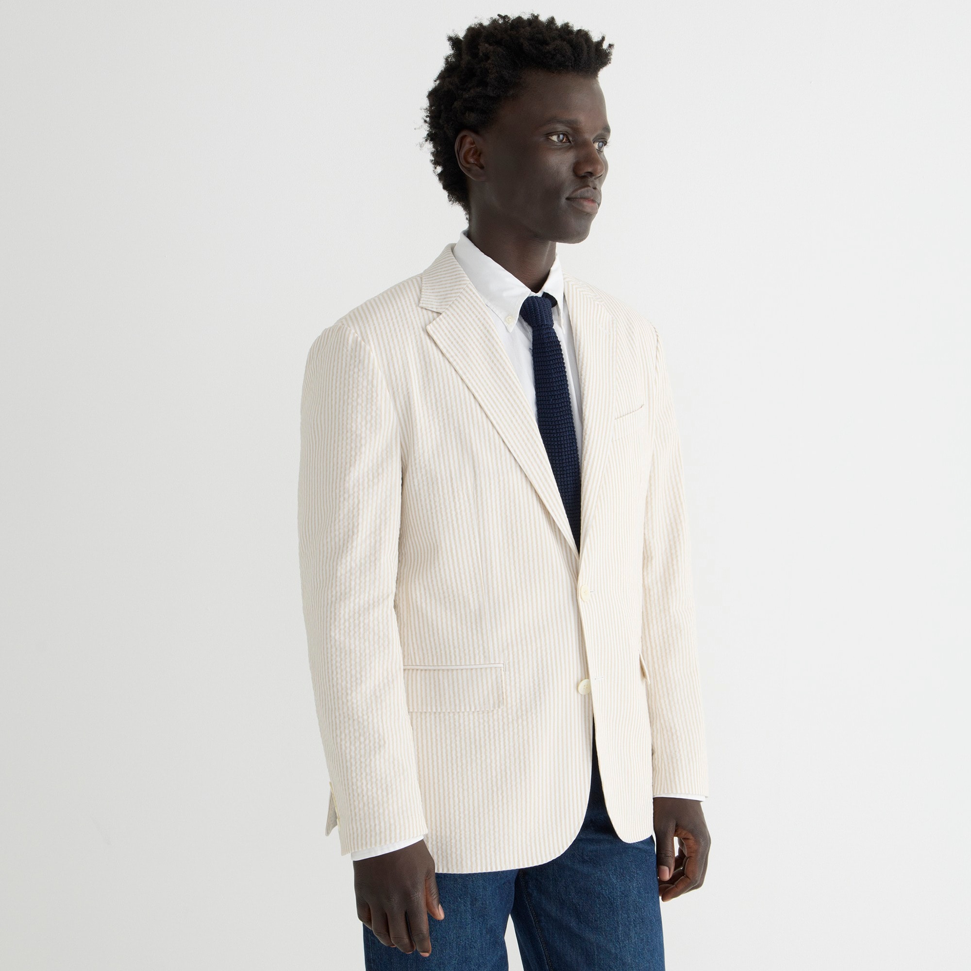 Crosby Classic-fit unstructured suit jacket in seersucker