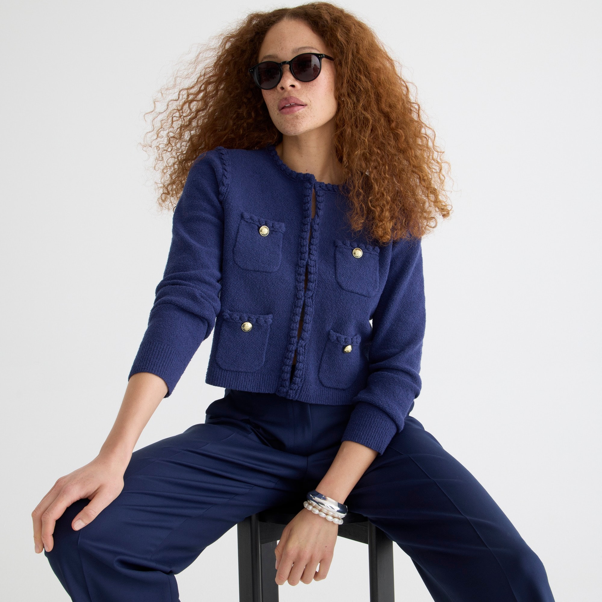 Odette sweater lady jacket in cotton-blend bouclé