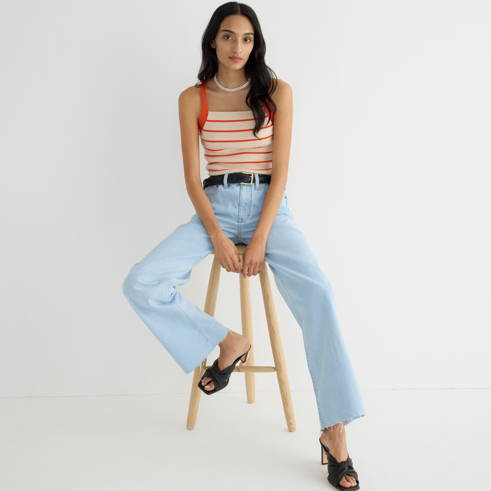 Full-length slim wide-leg jean in Rocky Beach wash