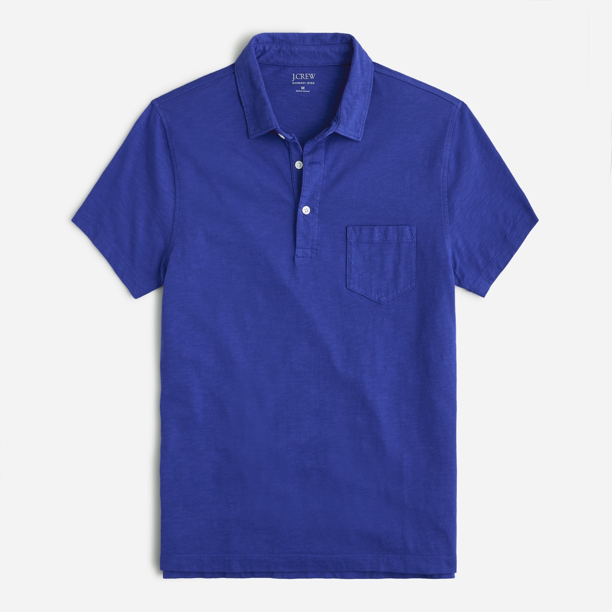 Garment-dyed slub cotton pocket polo shirt