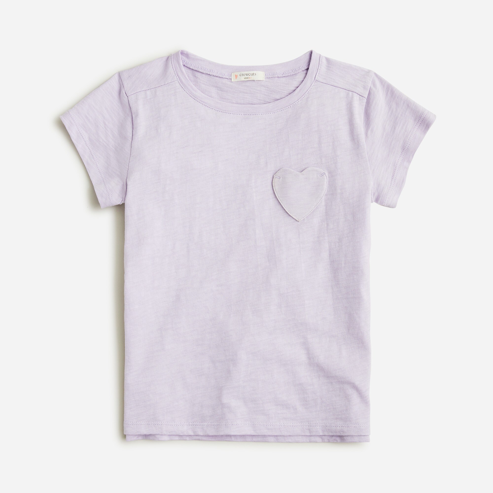 Girls' short-sleeve heart-pocket T-shirt