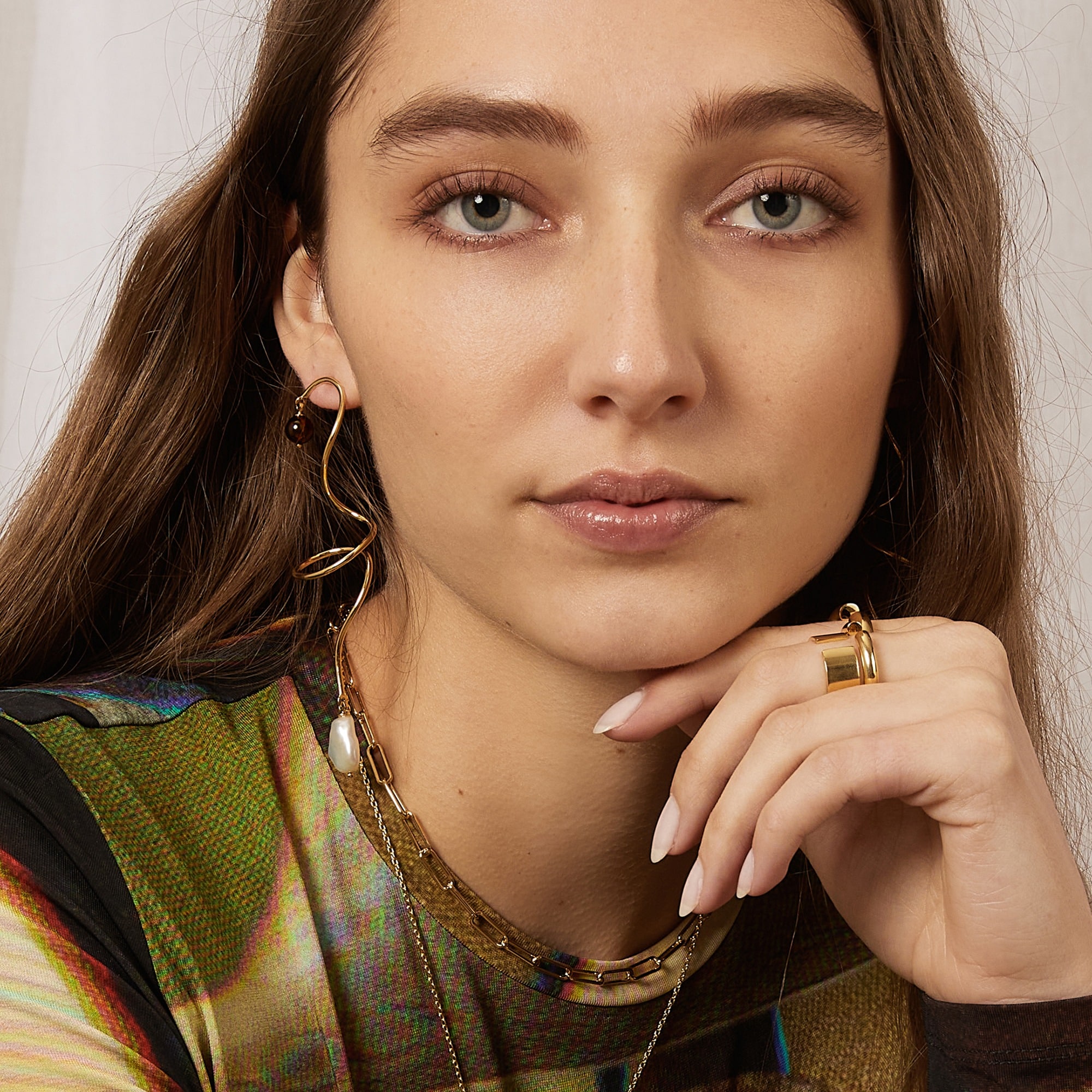 Lady Grey stone script earrings