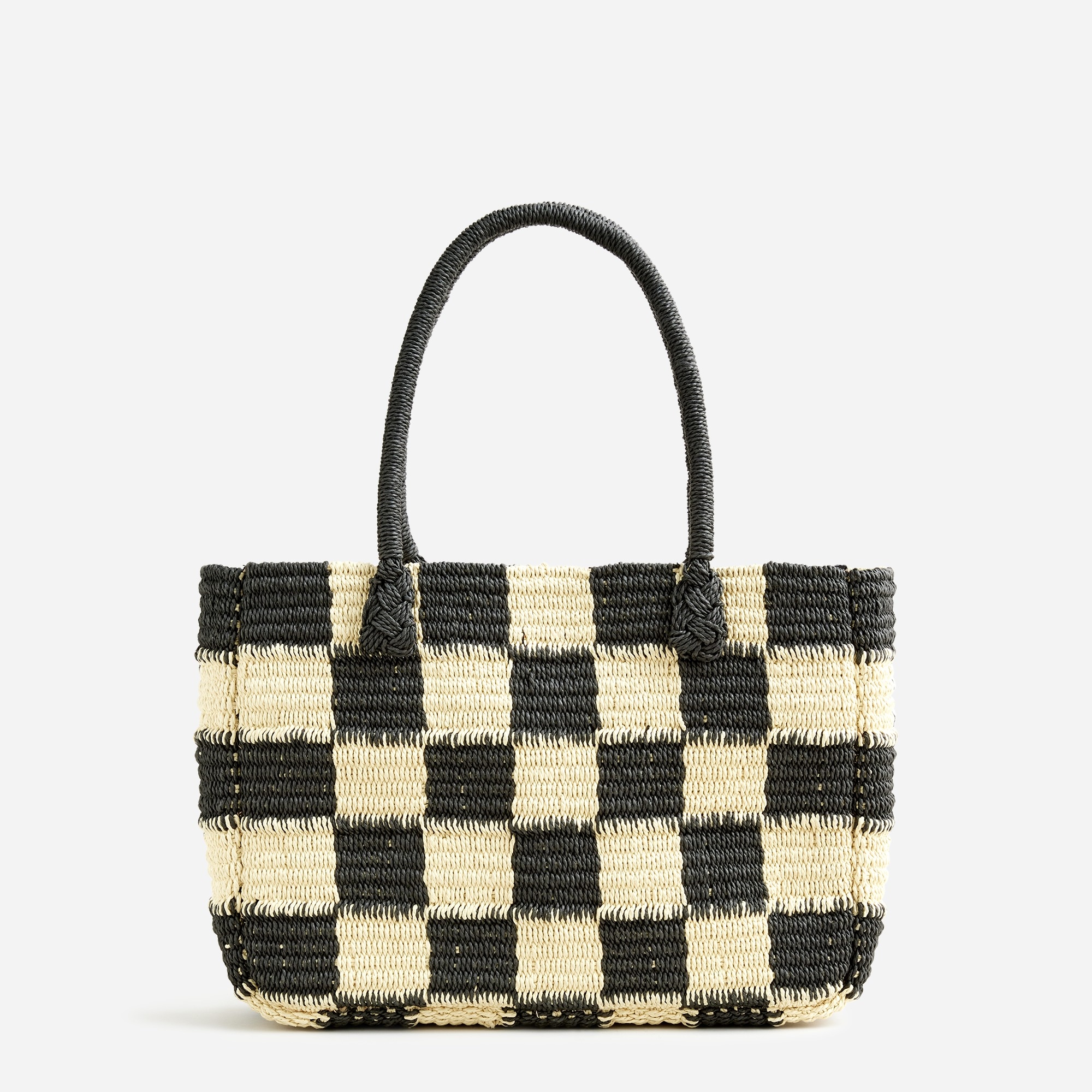 Marseille tote in gingham straw