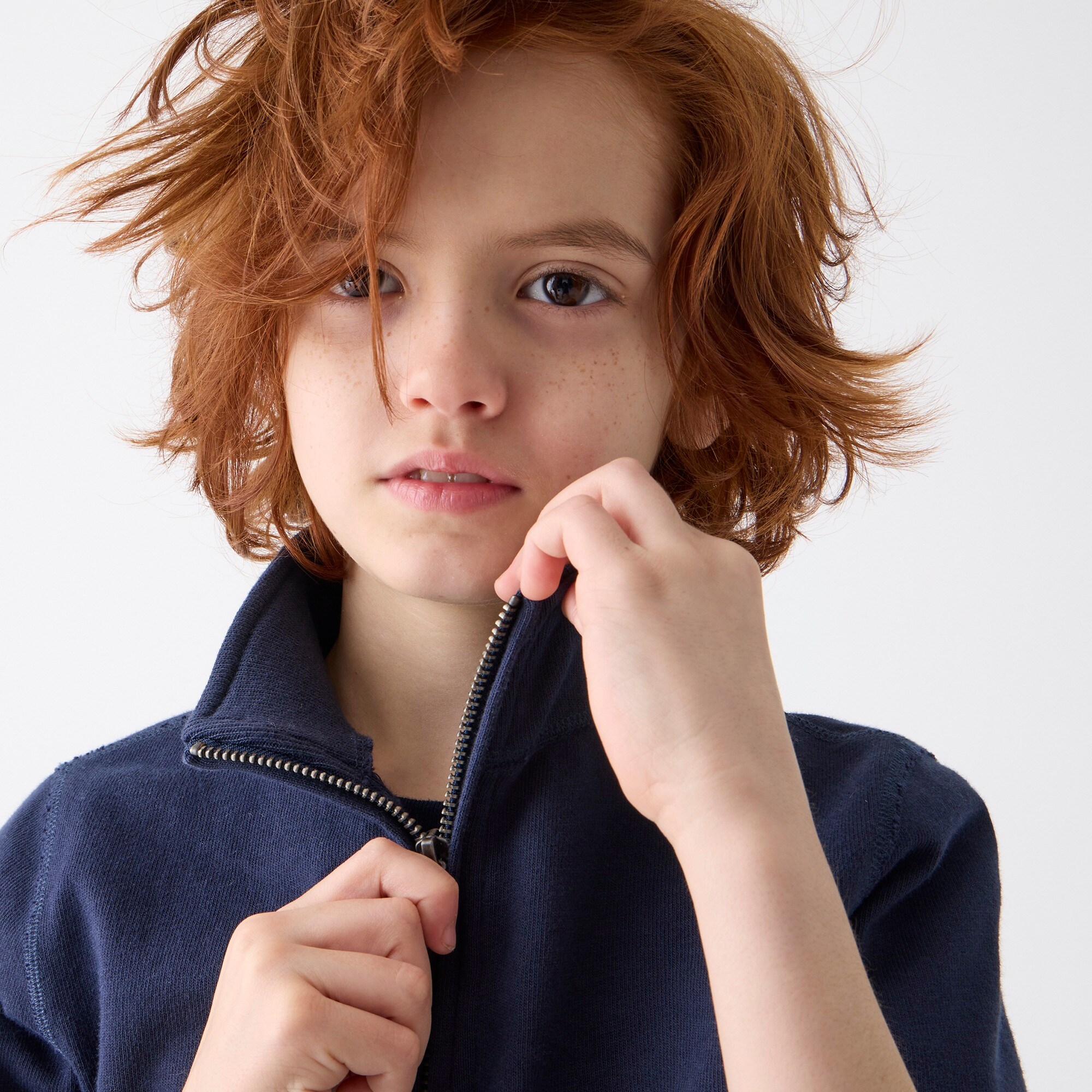 Kids' half-zip cotton popover shirt