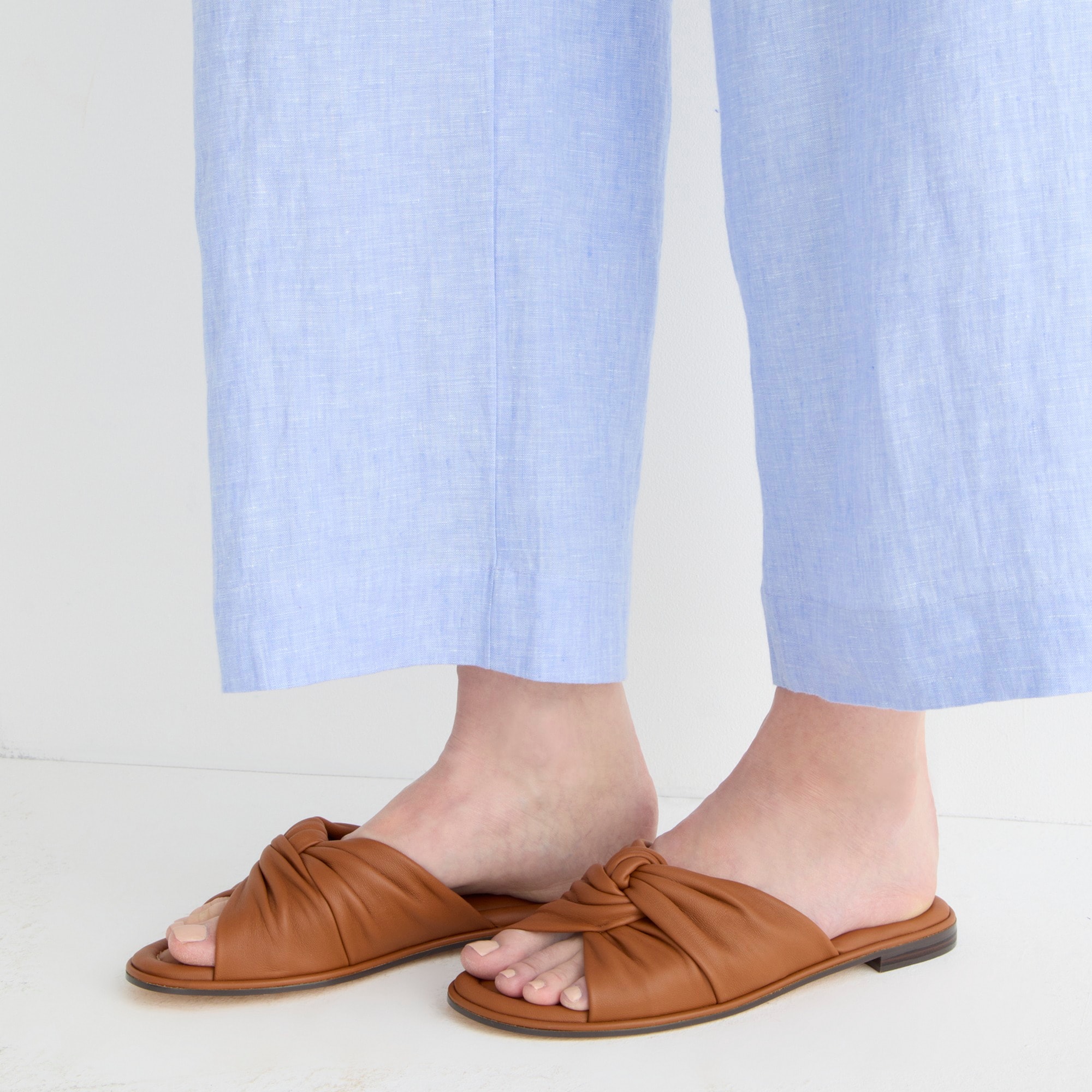 Menorca padded twist-knot sandals in leather