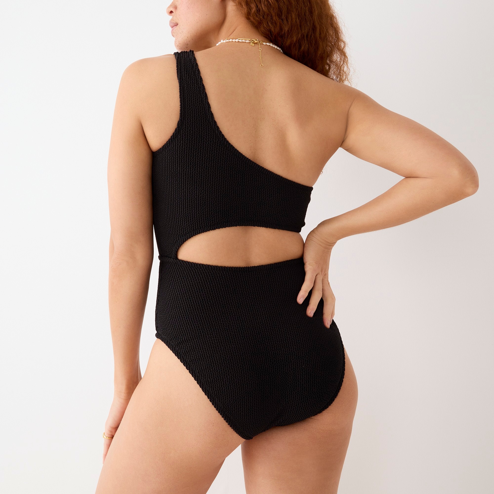 Textured one-piece swimsuit with cutouts