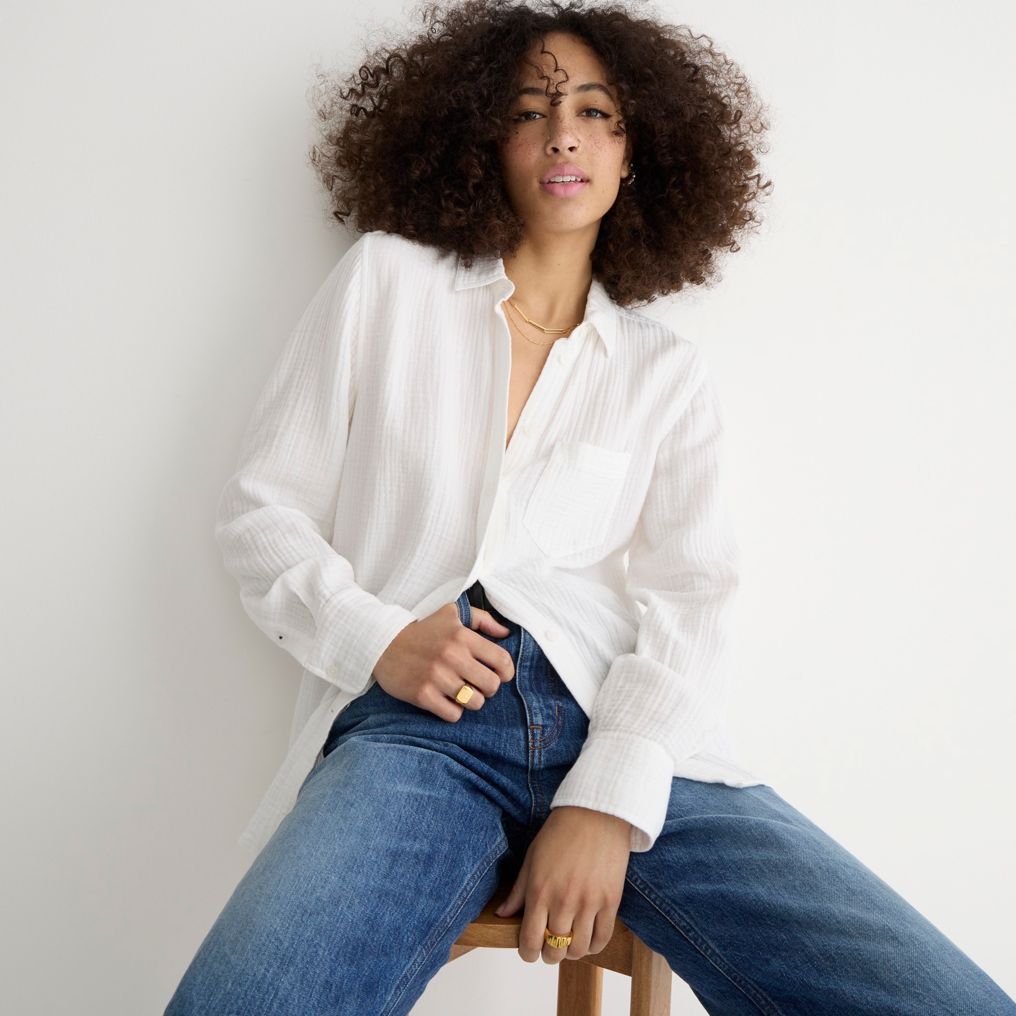Classic-fit soft gauze shirt