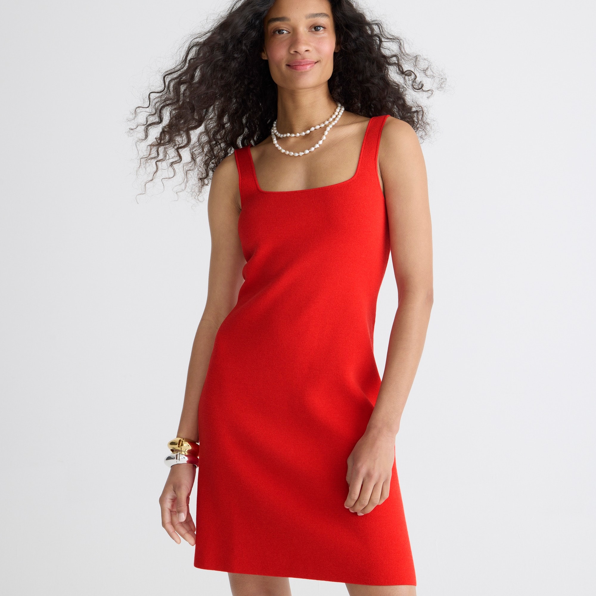 Squareneck mini sweater-dress