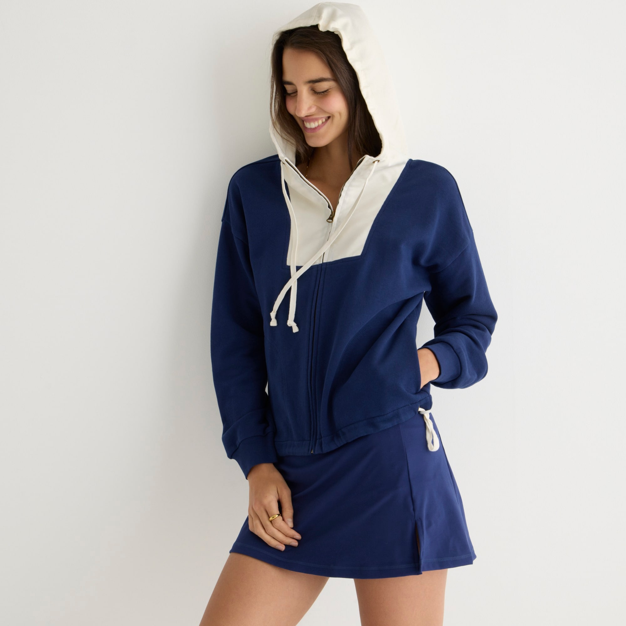 Full-zip terry fleece anorak