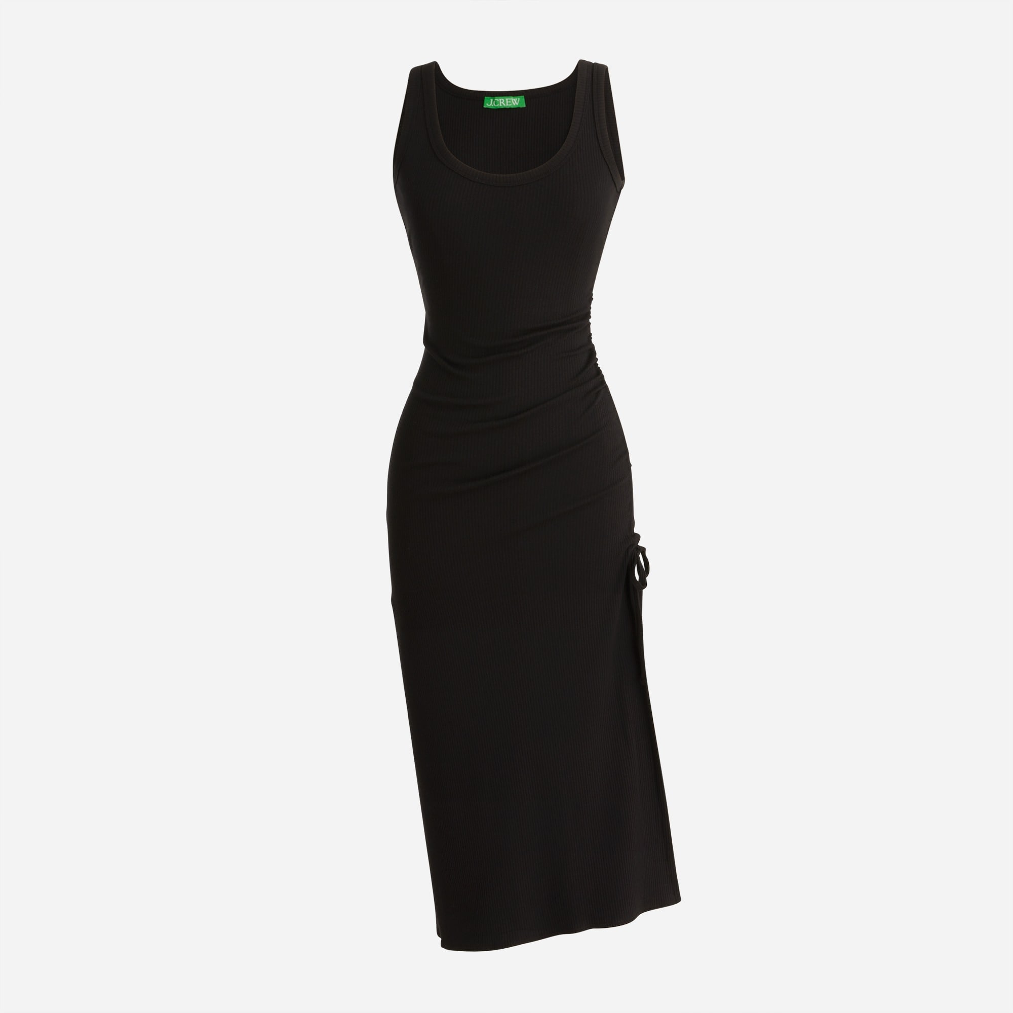 Ruched midi dress in vintage rib