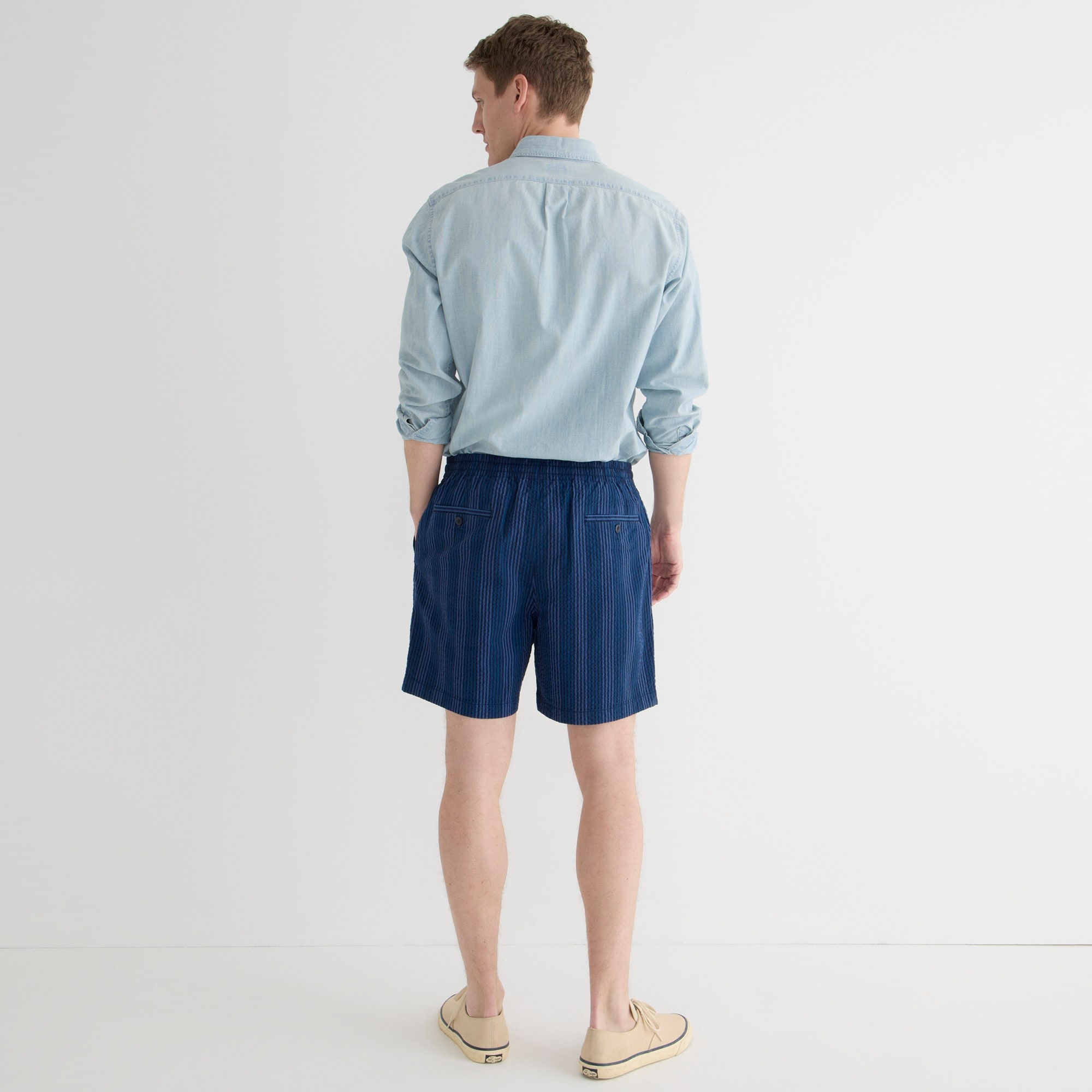 6" dock short in stretch seersucker