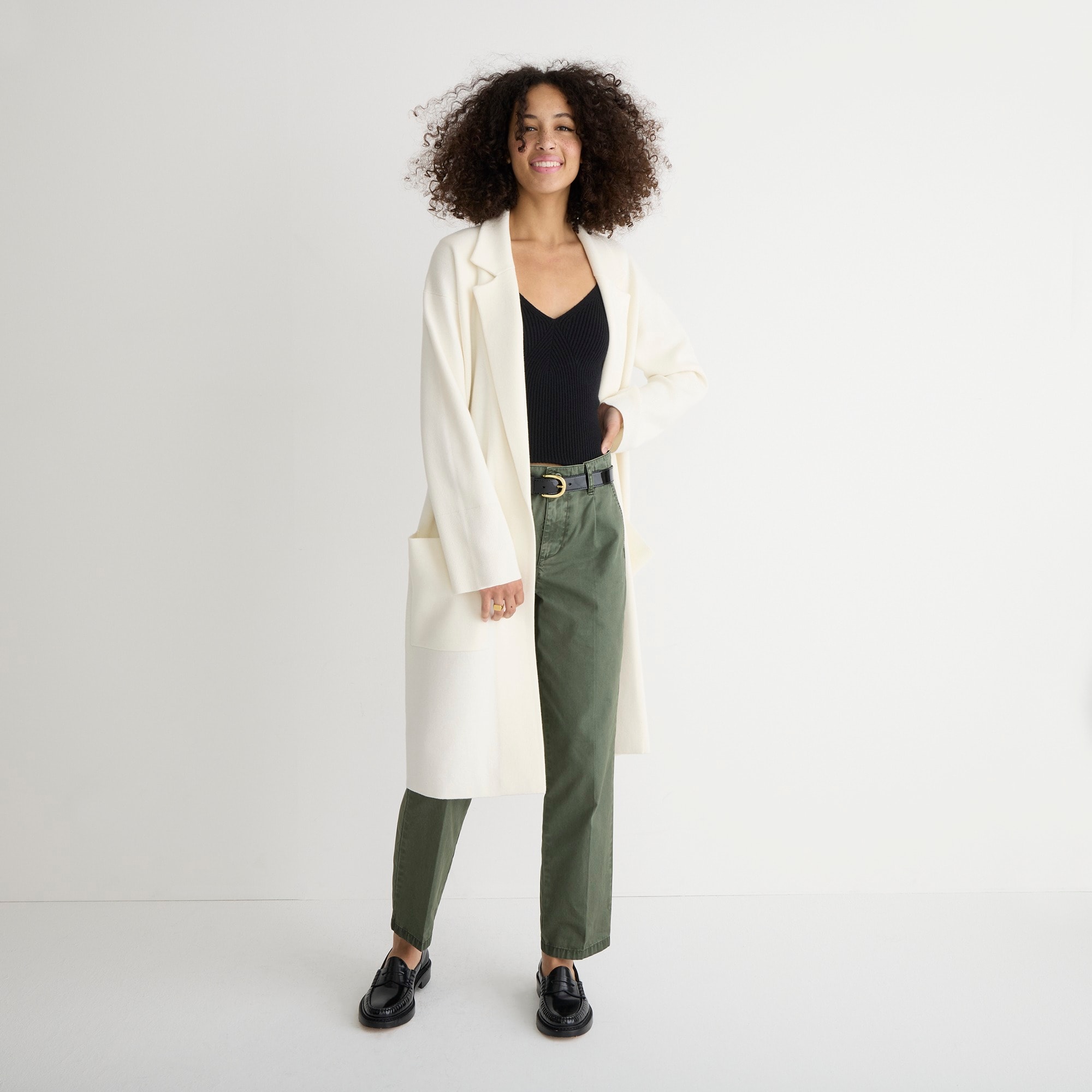 Ella open-front long sweater-blazer
