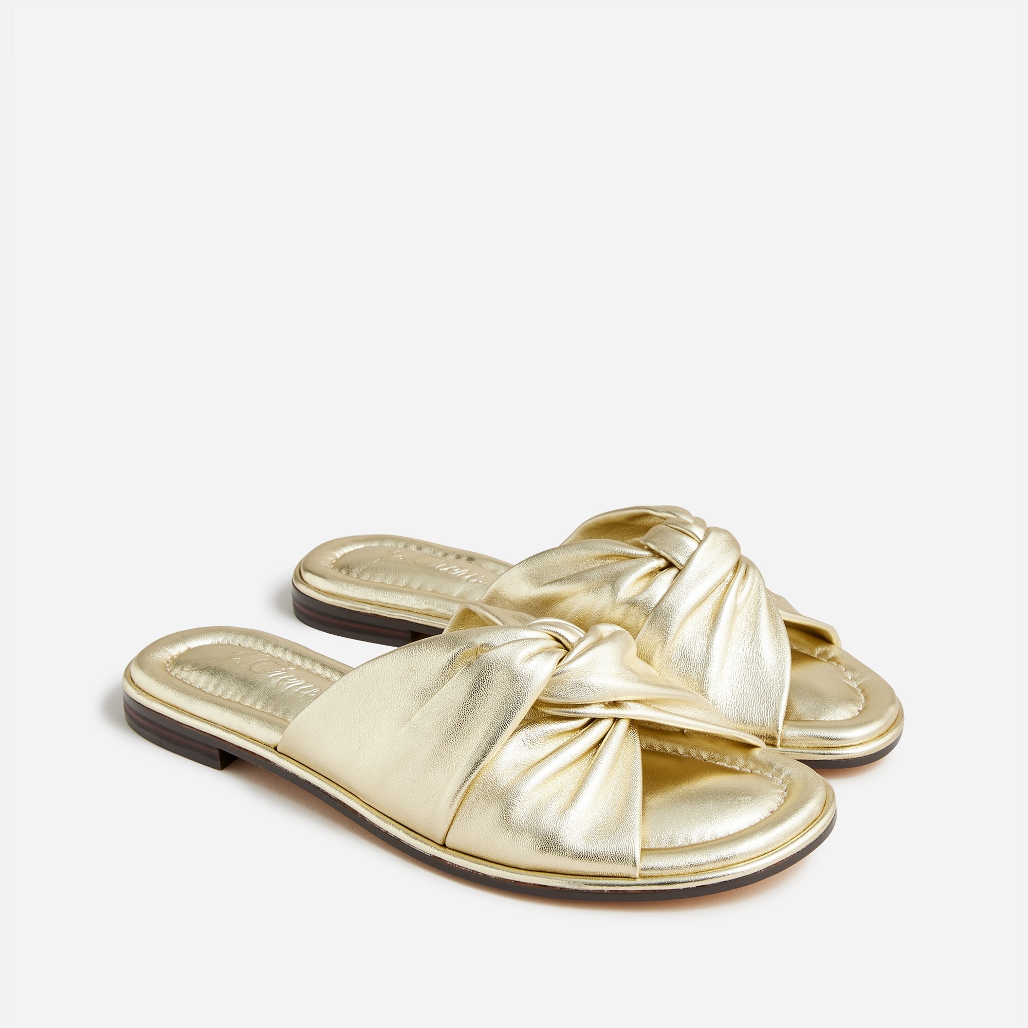 Menorca padded twist-knot sandals in metallic leather